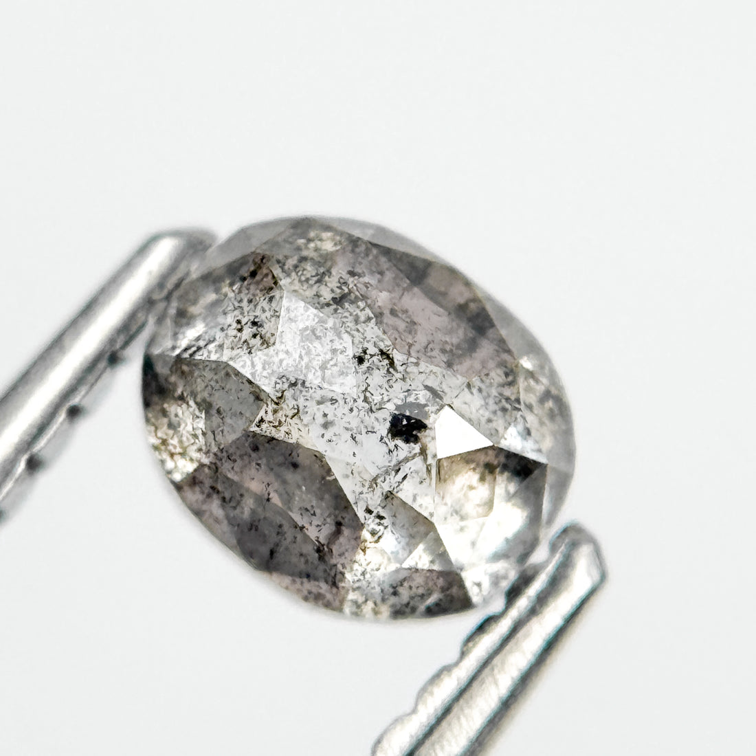 0.78 Ct Oval Rose Cut Grey Natural Galaxy Diamond