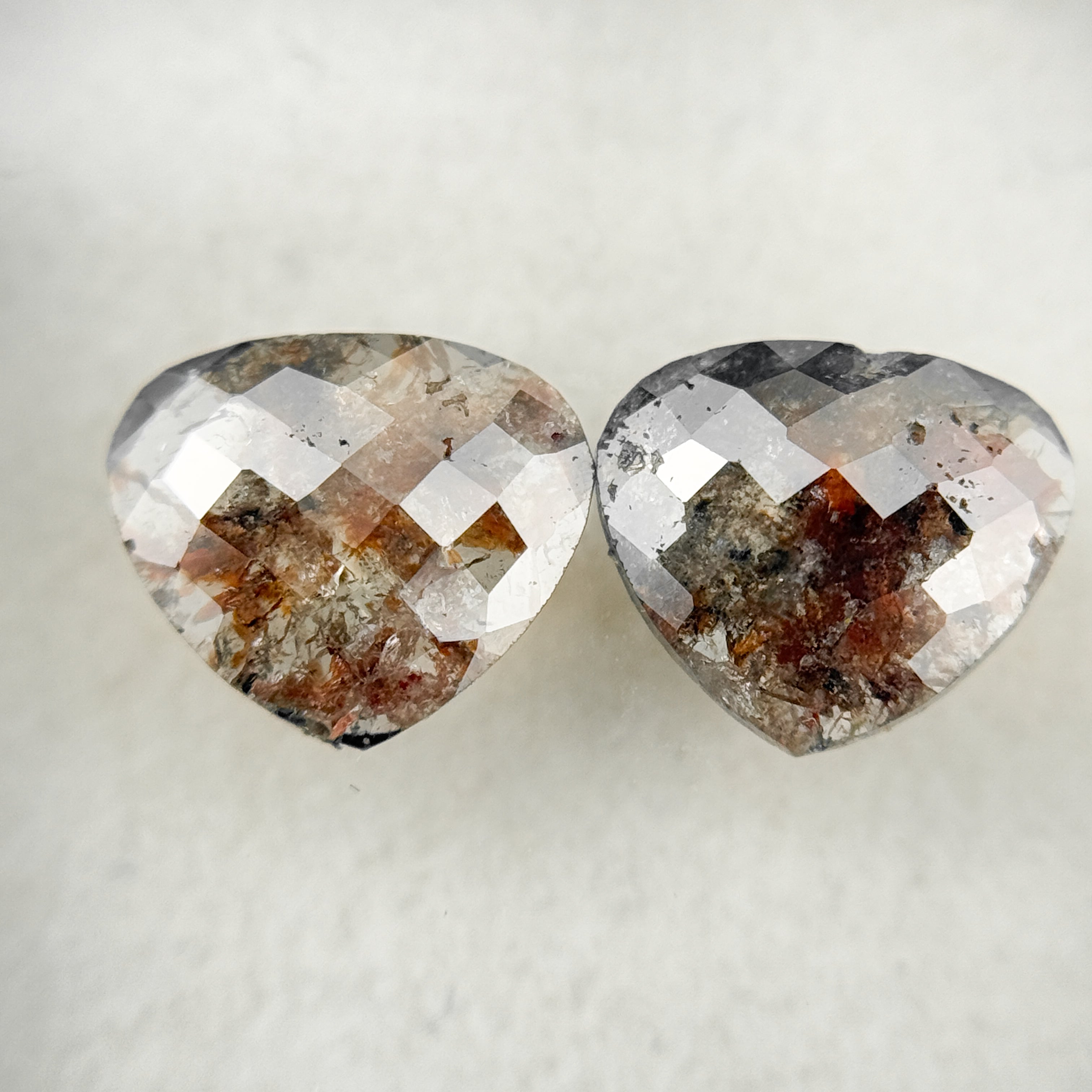 1.53 Ct Heart Rose Cut Red Natural Salt and Pepper Diamond