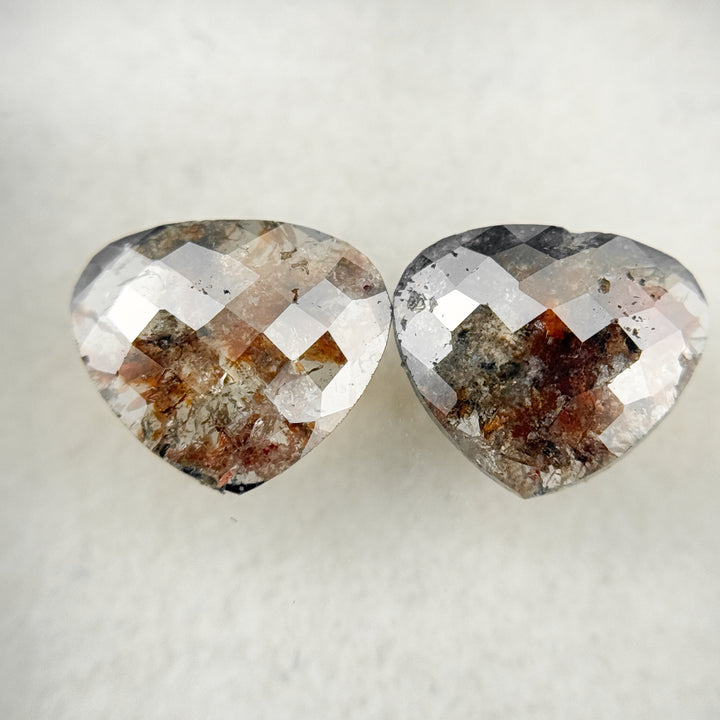 1.53 Ct Heart Rose Cut Red Natural Salt and Pepper Diamond