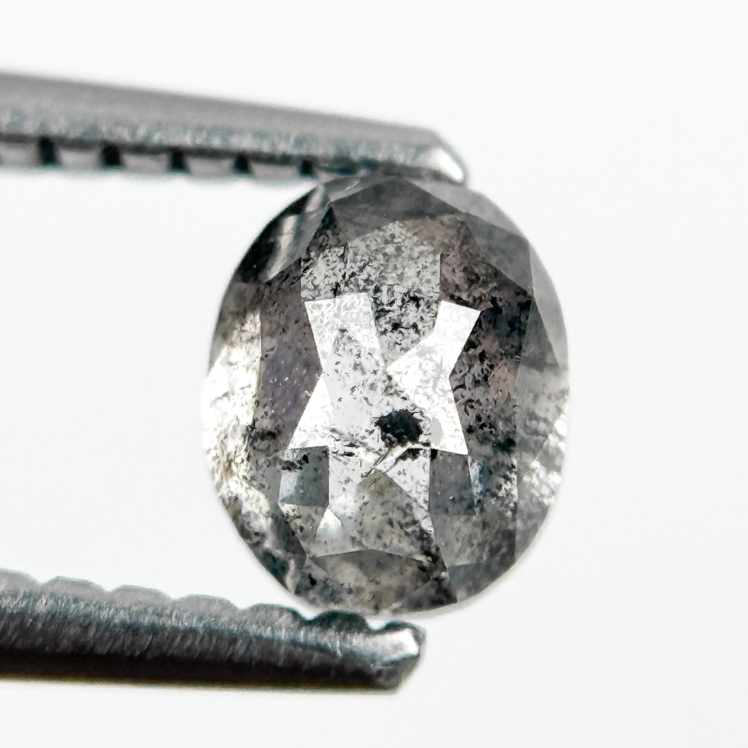0.78 Ct Oval Rose Cut Grey Natural Galaxy Diamond