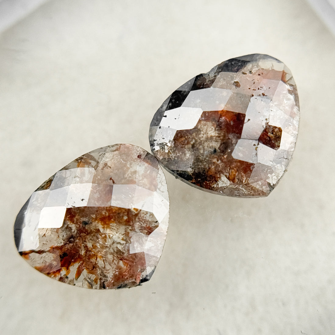 1.53 Ct Heart Rose Cut Red Natural Salt and Pepper Diamond