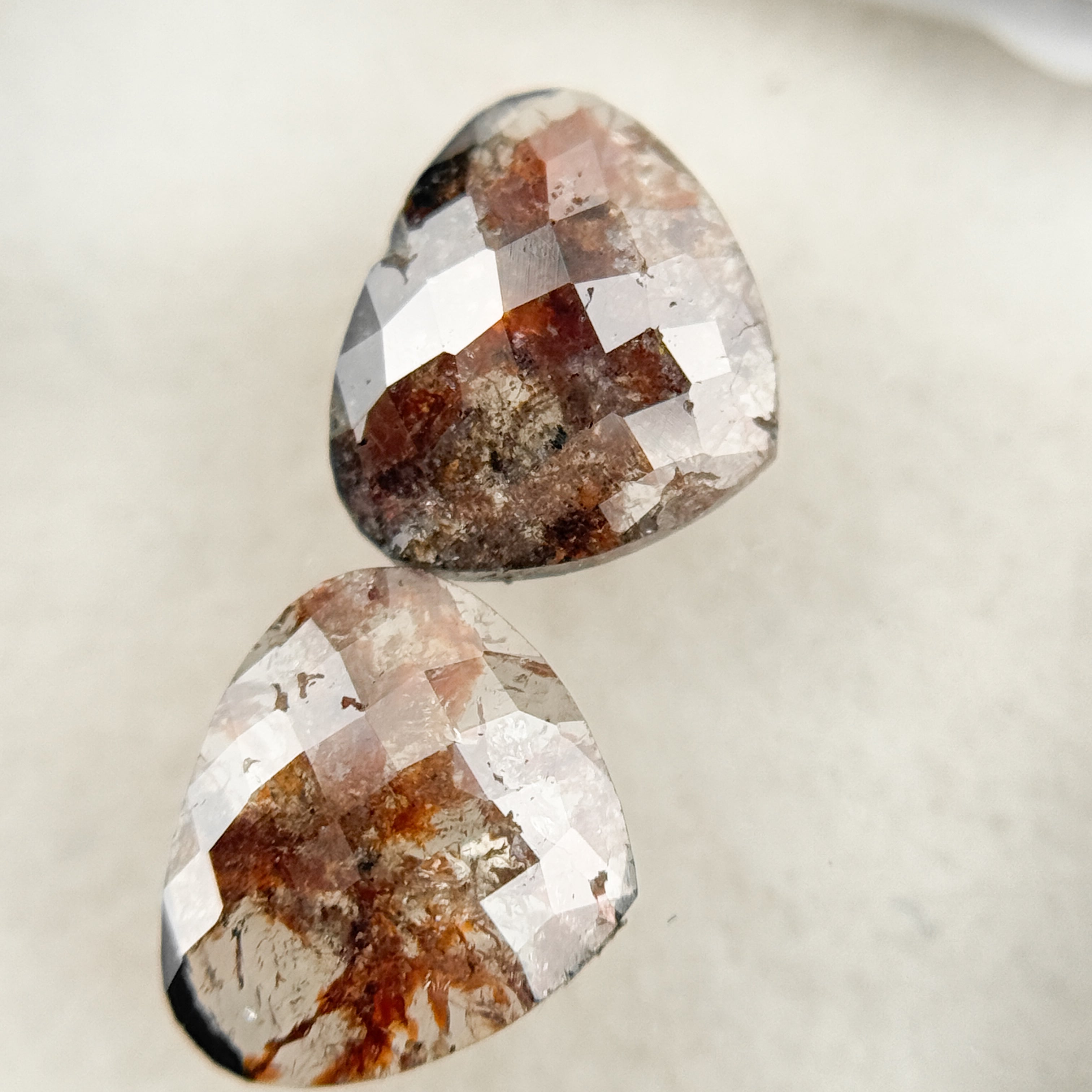 1.53 Ct Heart Rose Cut Red Natural Salt and Pepper Diamond