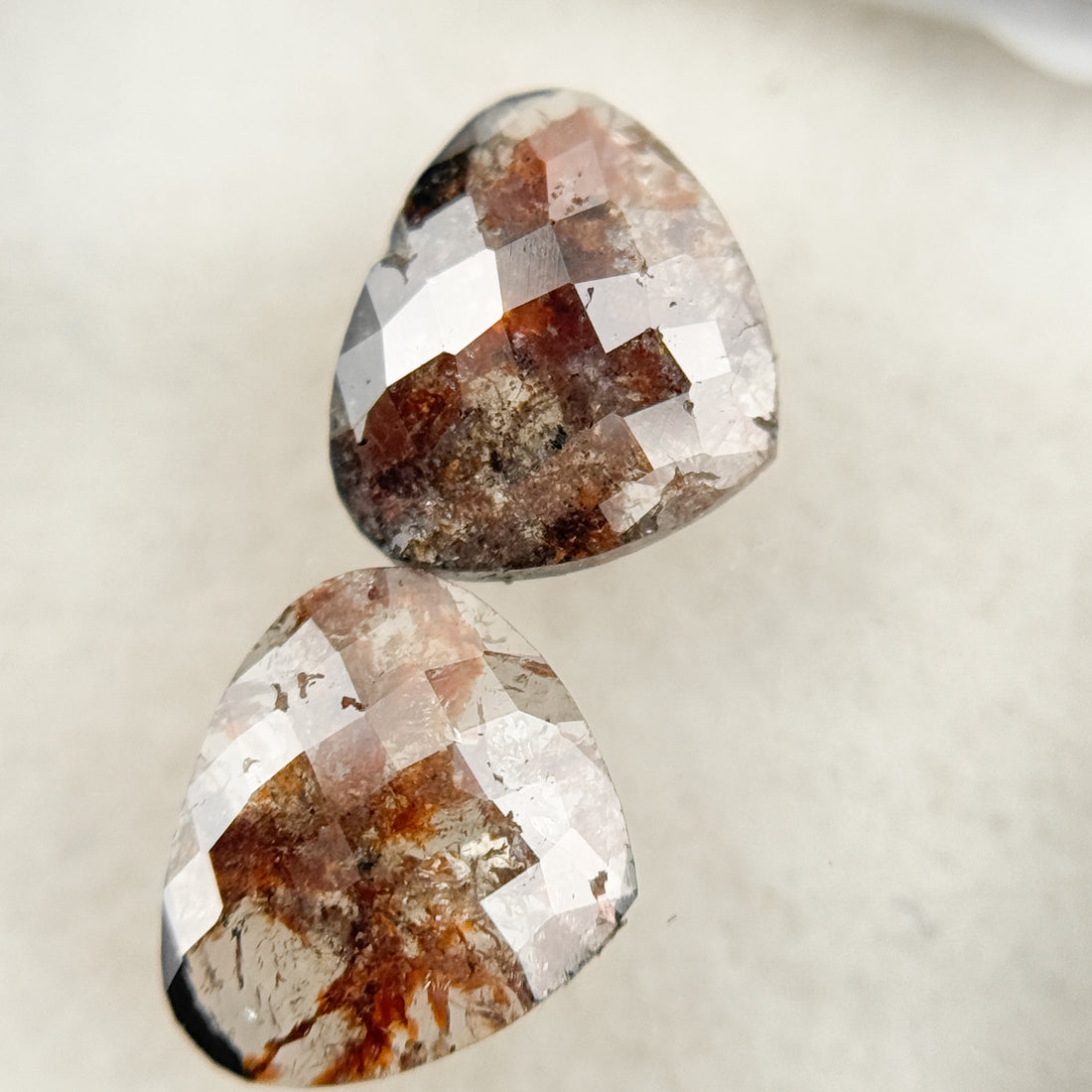 1.53 Ct Heart Rose Cut Red Natural Salt and Pepper Diamond