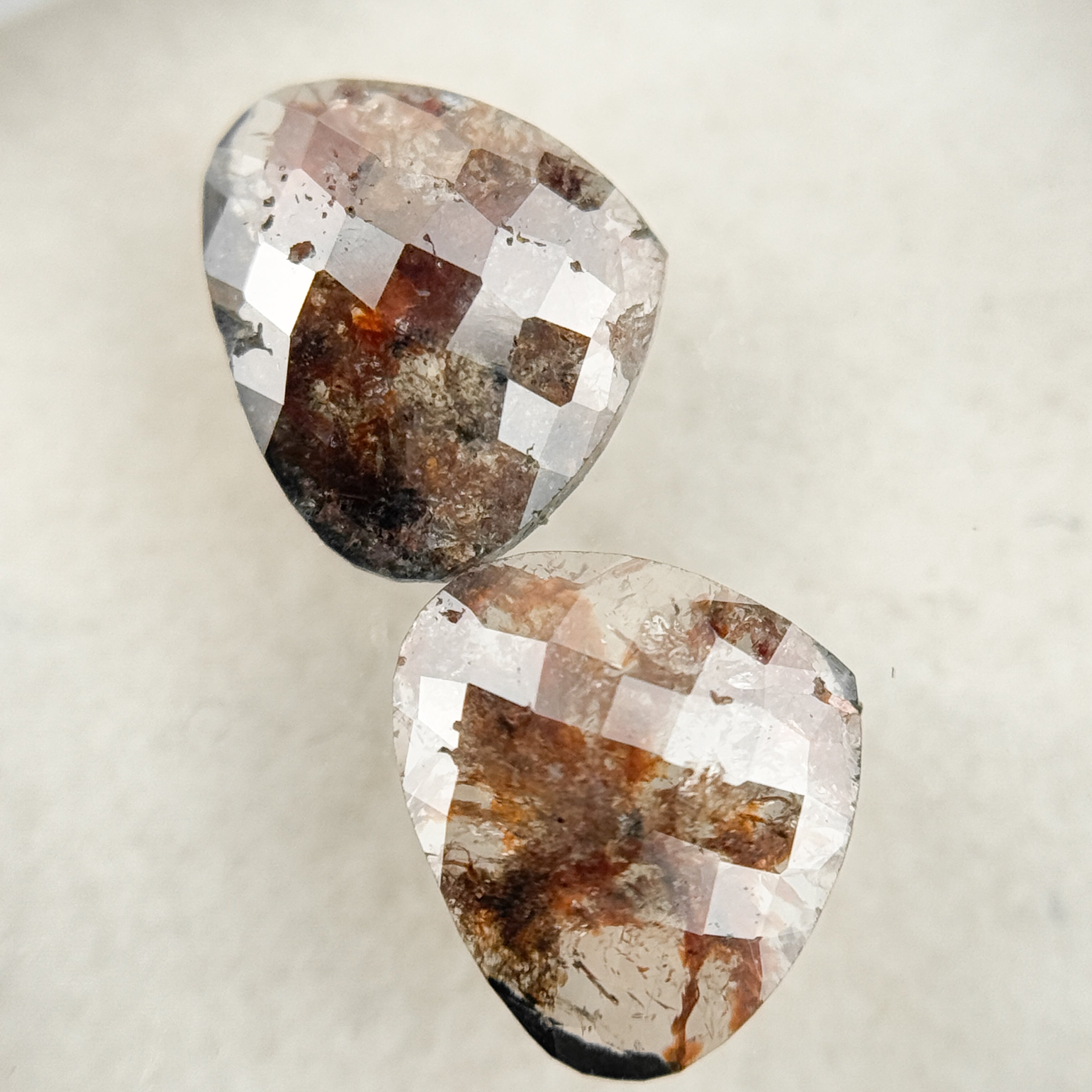 1.53 Ct Heart Rose Cut Red Natural Salt and Pepper Diamond