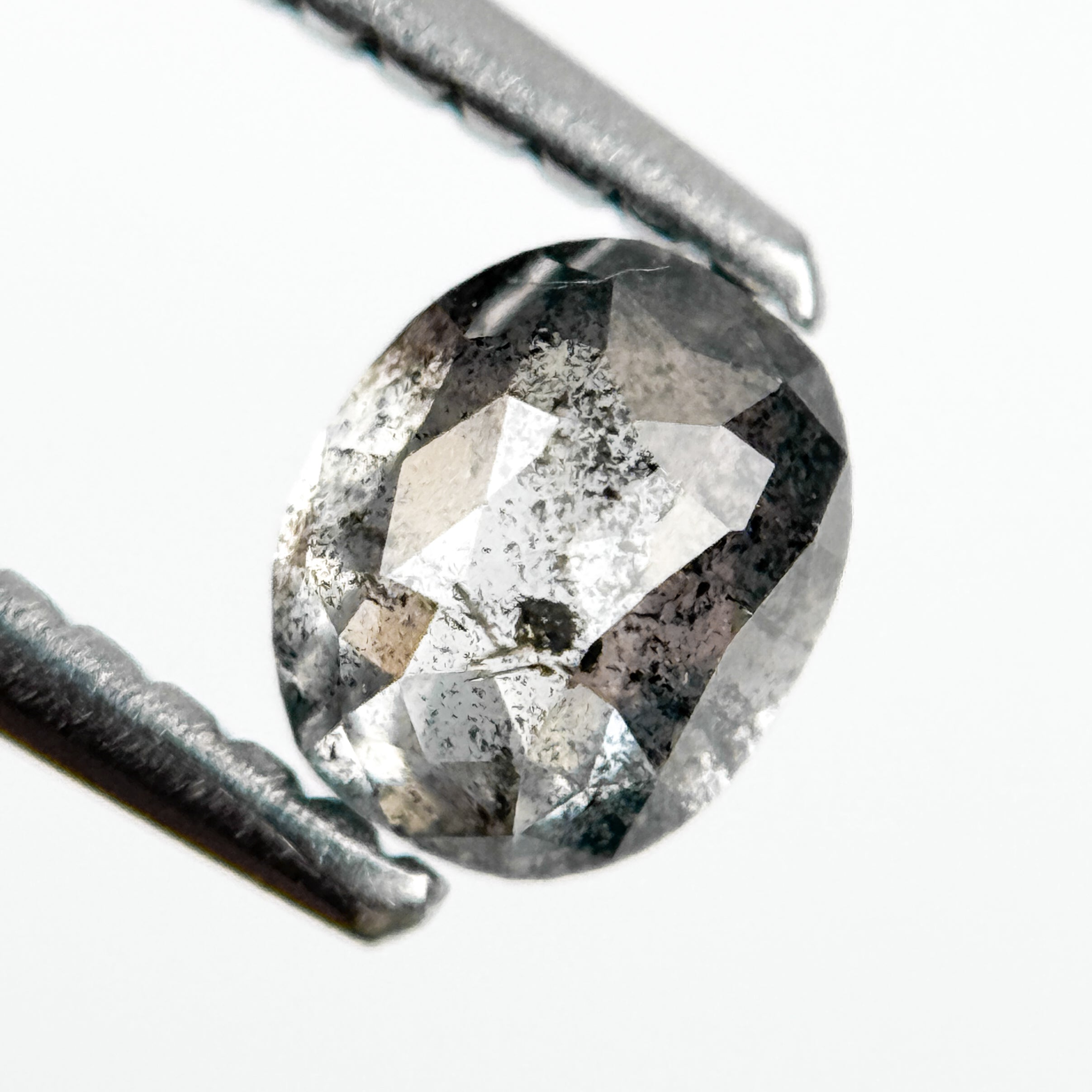 0.78 Ct Oval Rose Cut Grey Natural Galaxy Diamond
