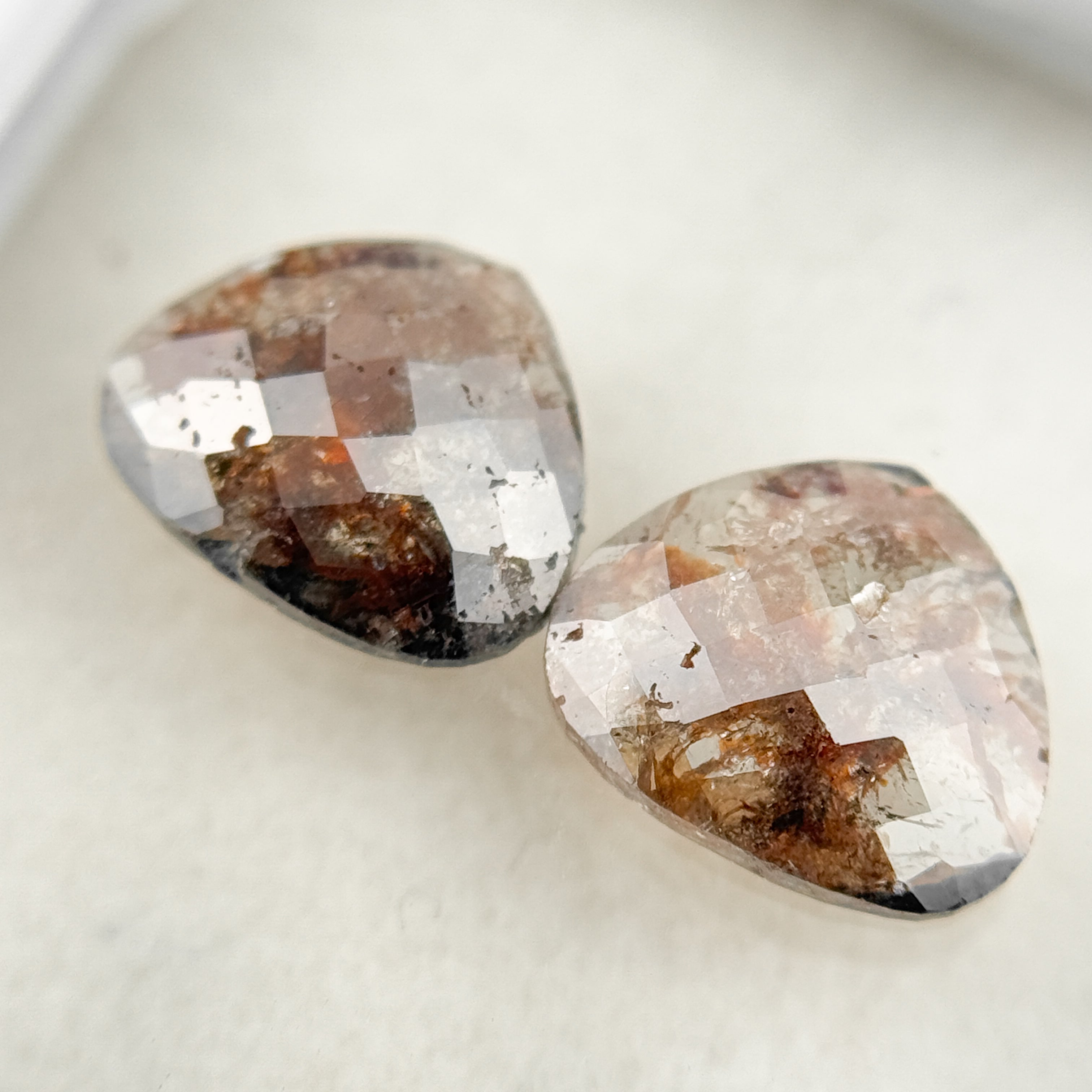 1.53 Ct Heart Rose Cut Red Natural Salt and Pepper Diamond