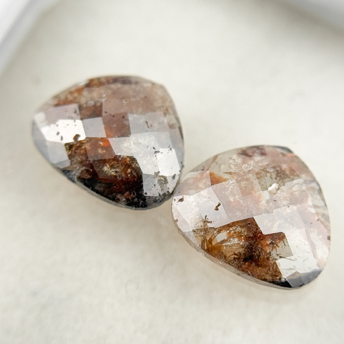 1.53 Ct Heart Rose Cut Red Natural Salt and Pepper Diamond