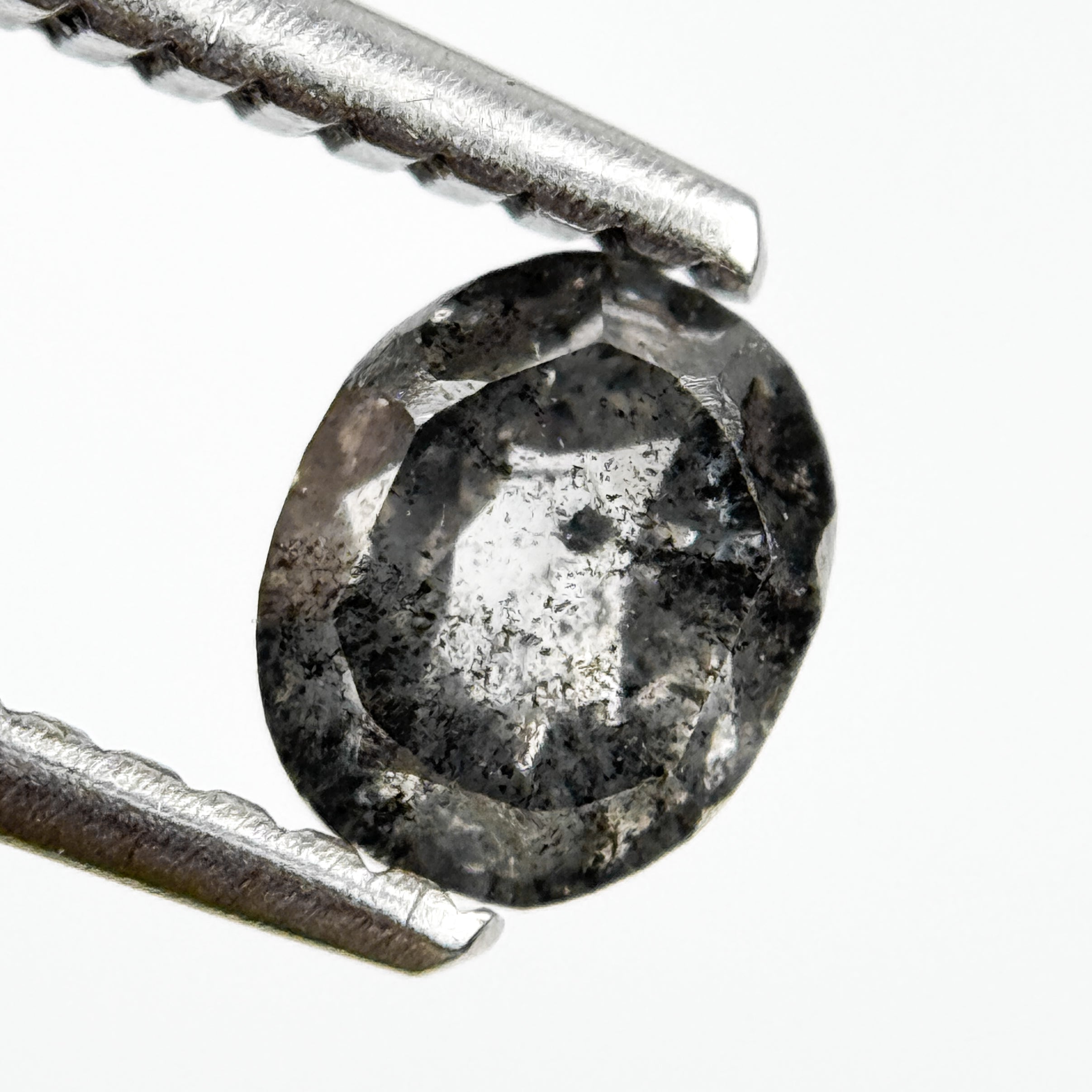 0.78 Ct Oval Rose Cut Grey Natural Galaxy Diamond