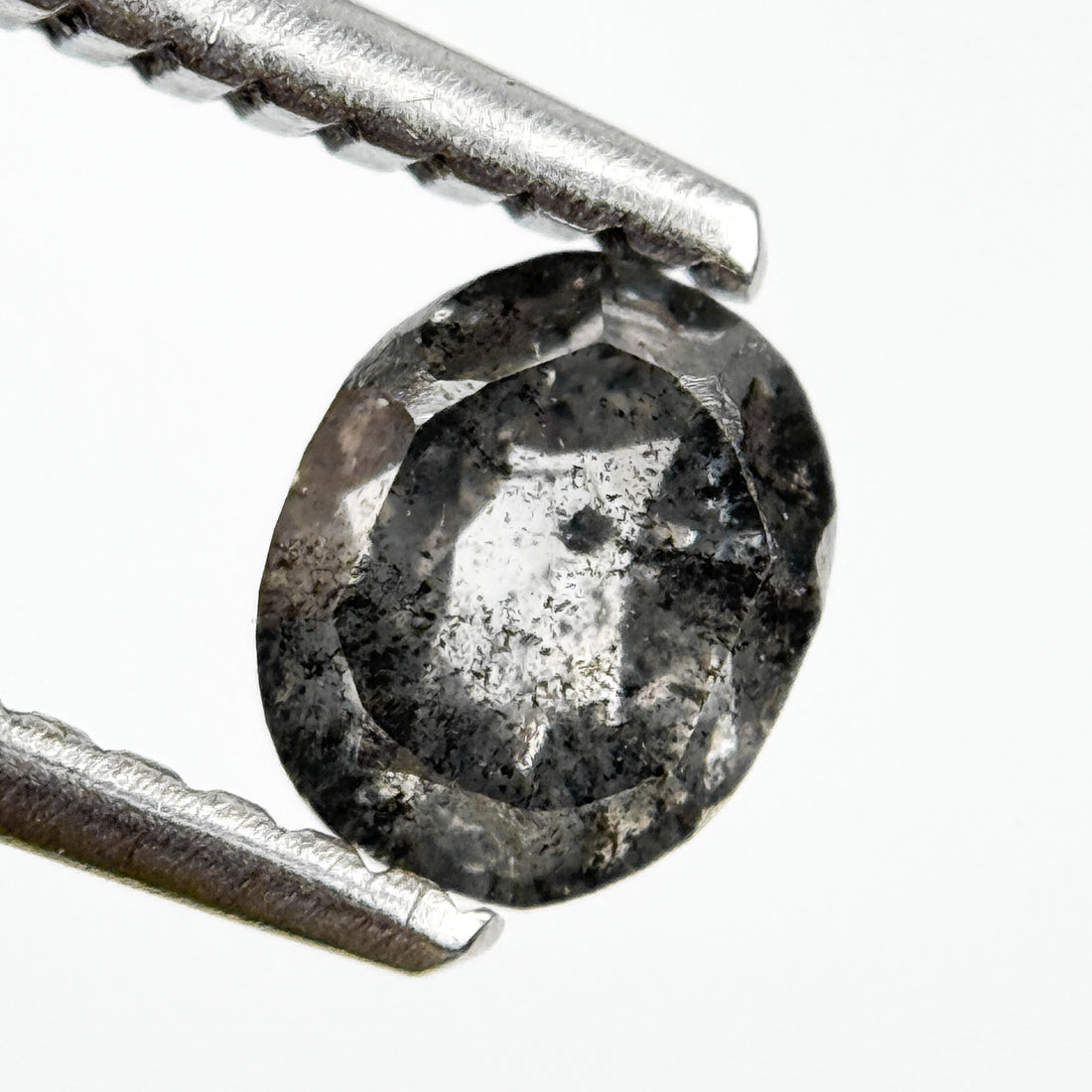 0.78 Ct Oval Rose Cut Grey Natural Galaxy Diamond