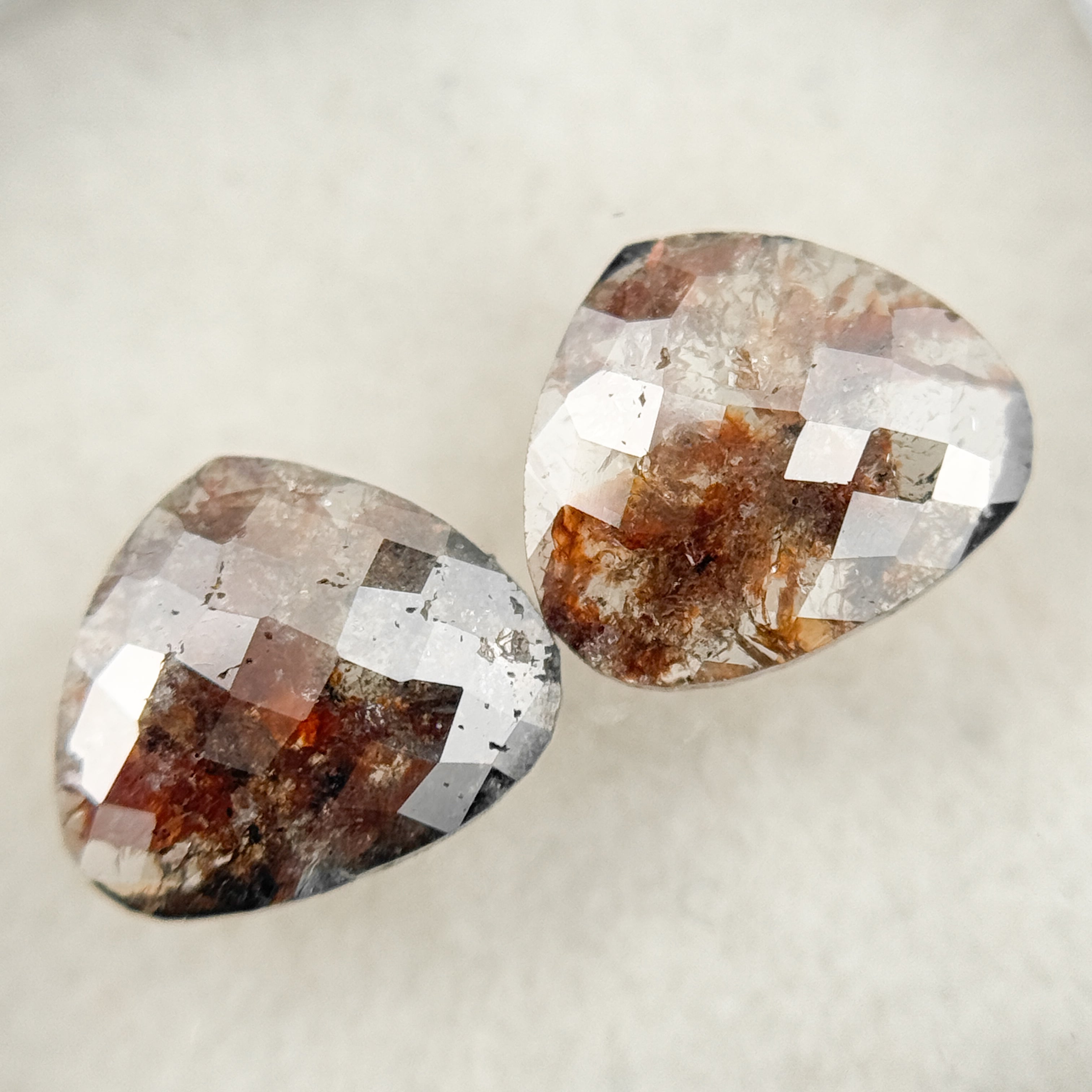 1.53 Ct Heart Rose Cut Red Natural Salt and Pepper Diamond