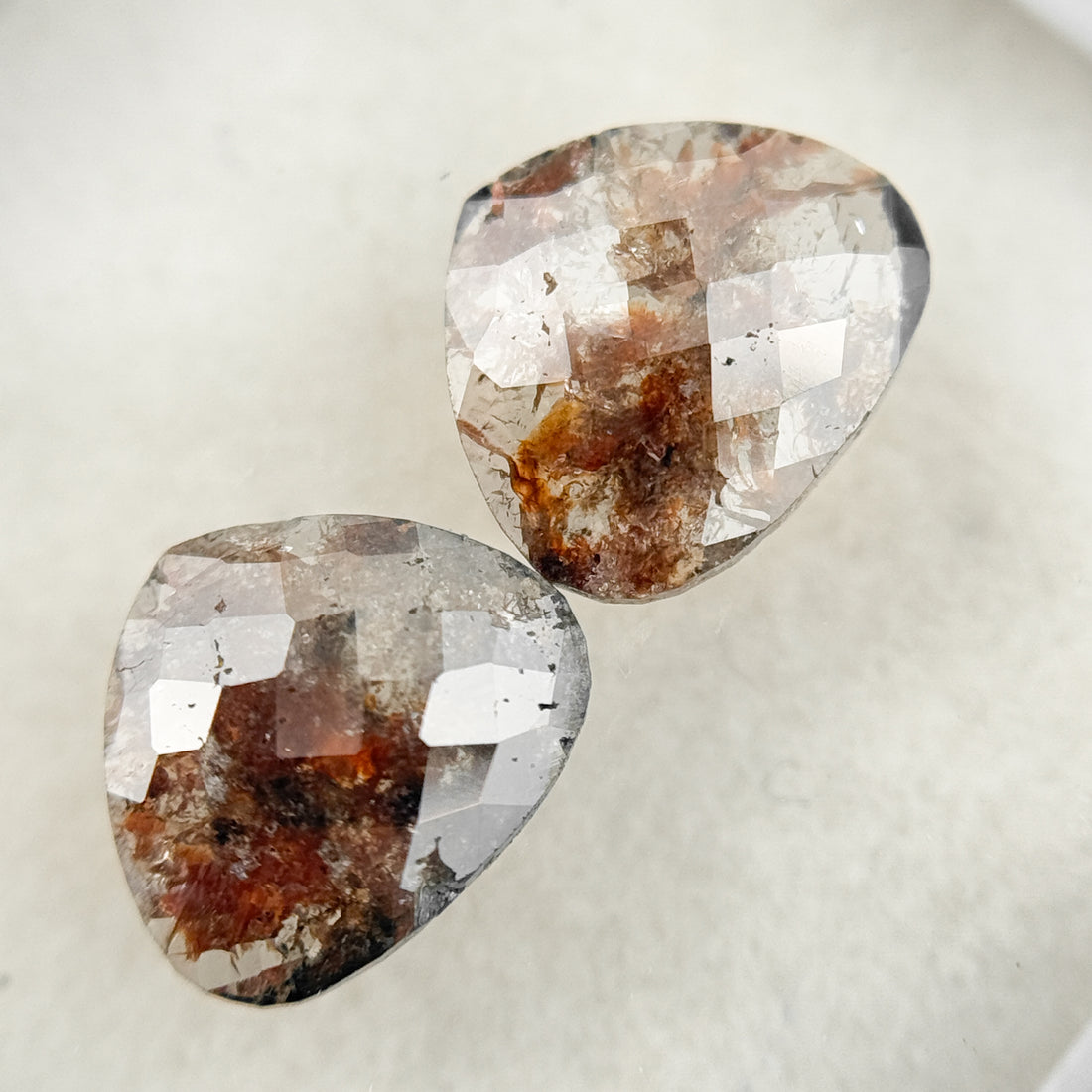 1.53 Ct Heart Rose Cut Red Natural Salt and Pepper Diamond