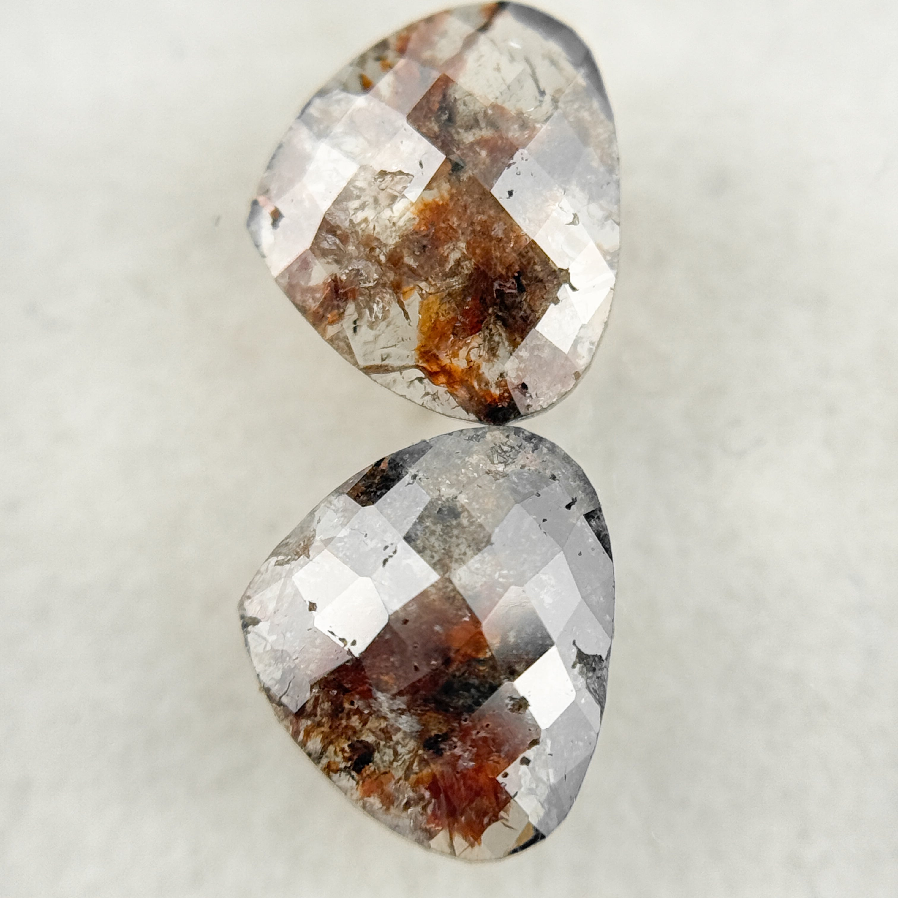 1.53 Ct Heart Rose Cut Red Natural Salt and Pepper Diamond