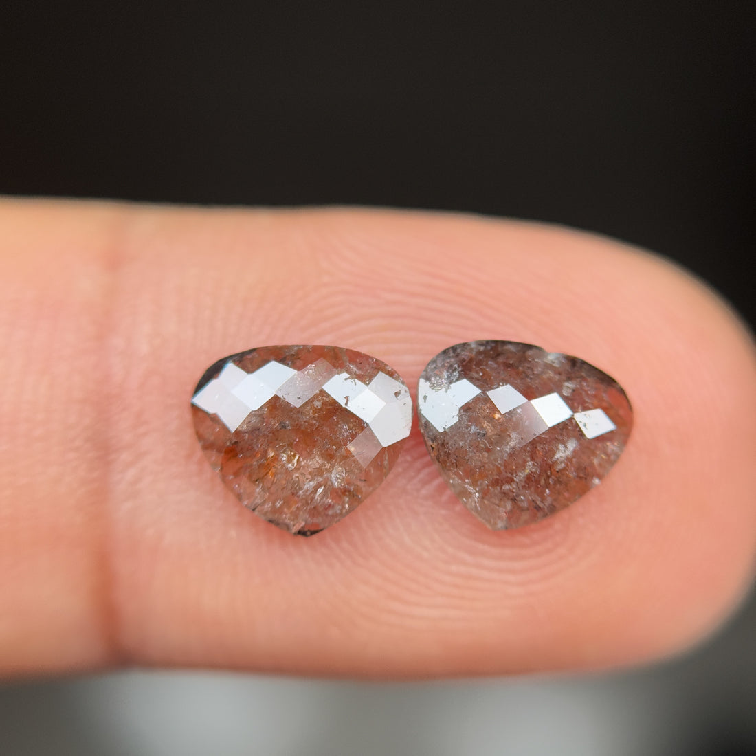 1.53 Ct Heart Rose Cut Red Natural Salt and Pepper Diamond