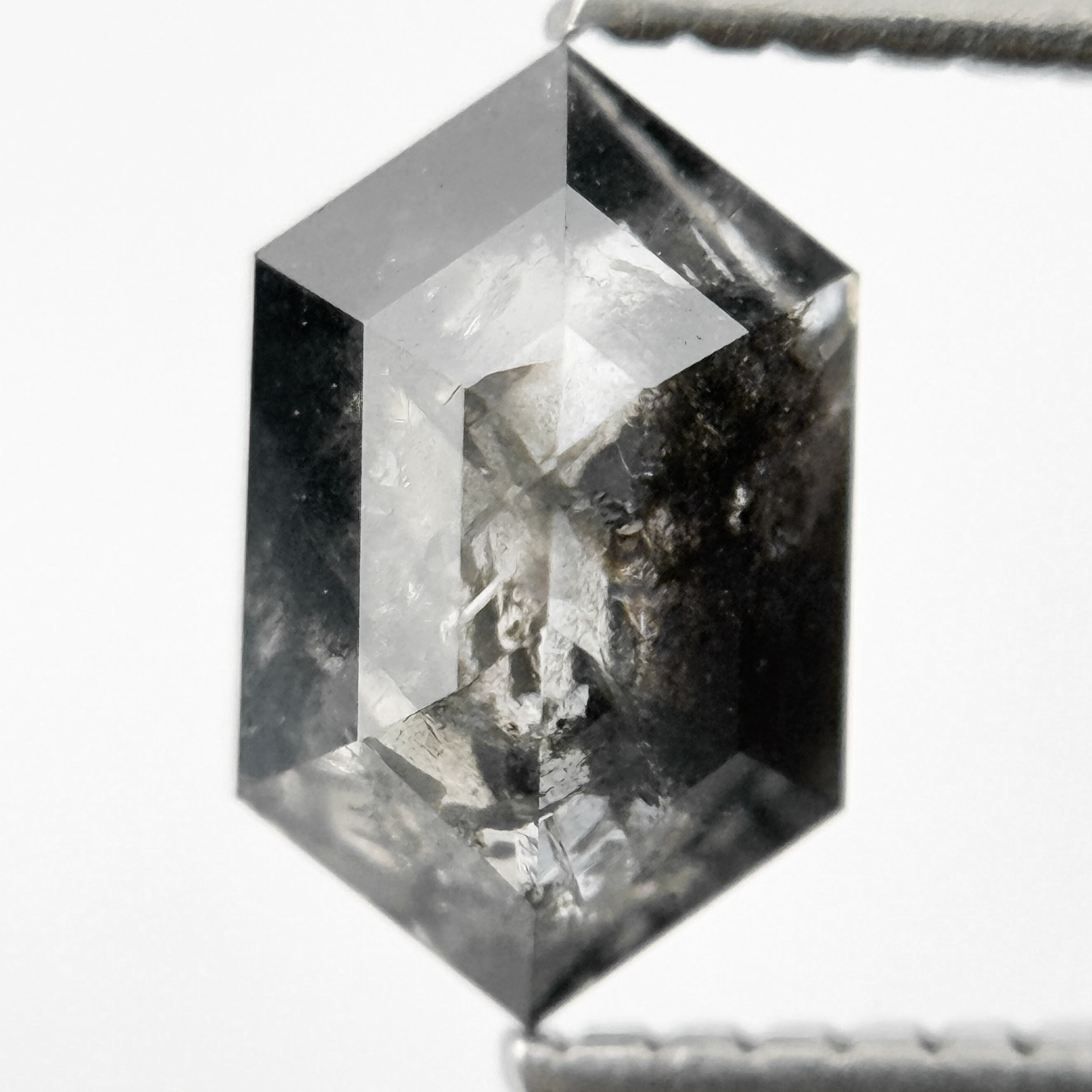 1.42 Ct Hexagon Rose Cut Grey Unique Natural Inclusions Diamond