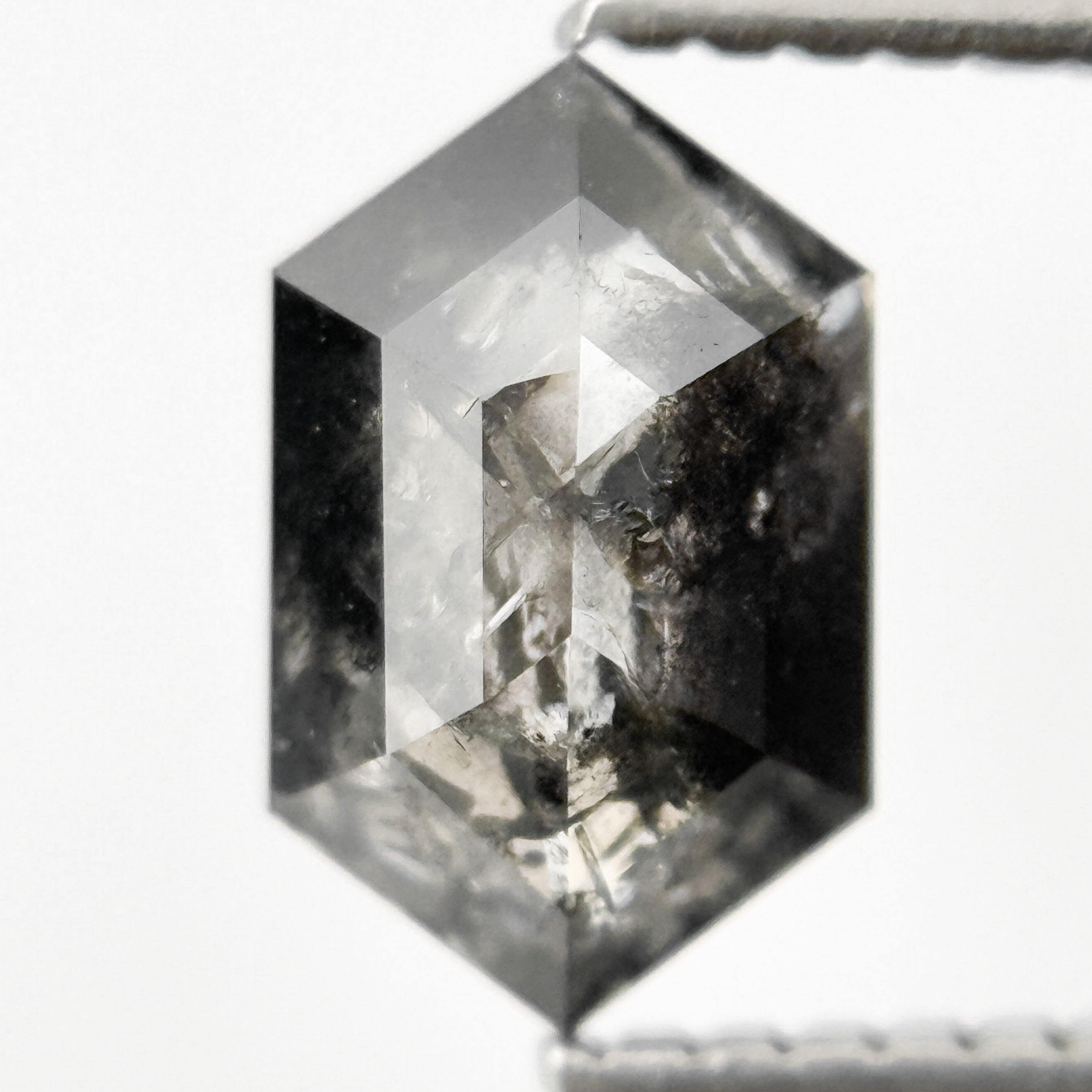 1.42 Ct Hexagon Rose Cut Grey Unique Natural Inclusions Diamond