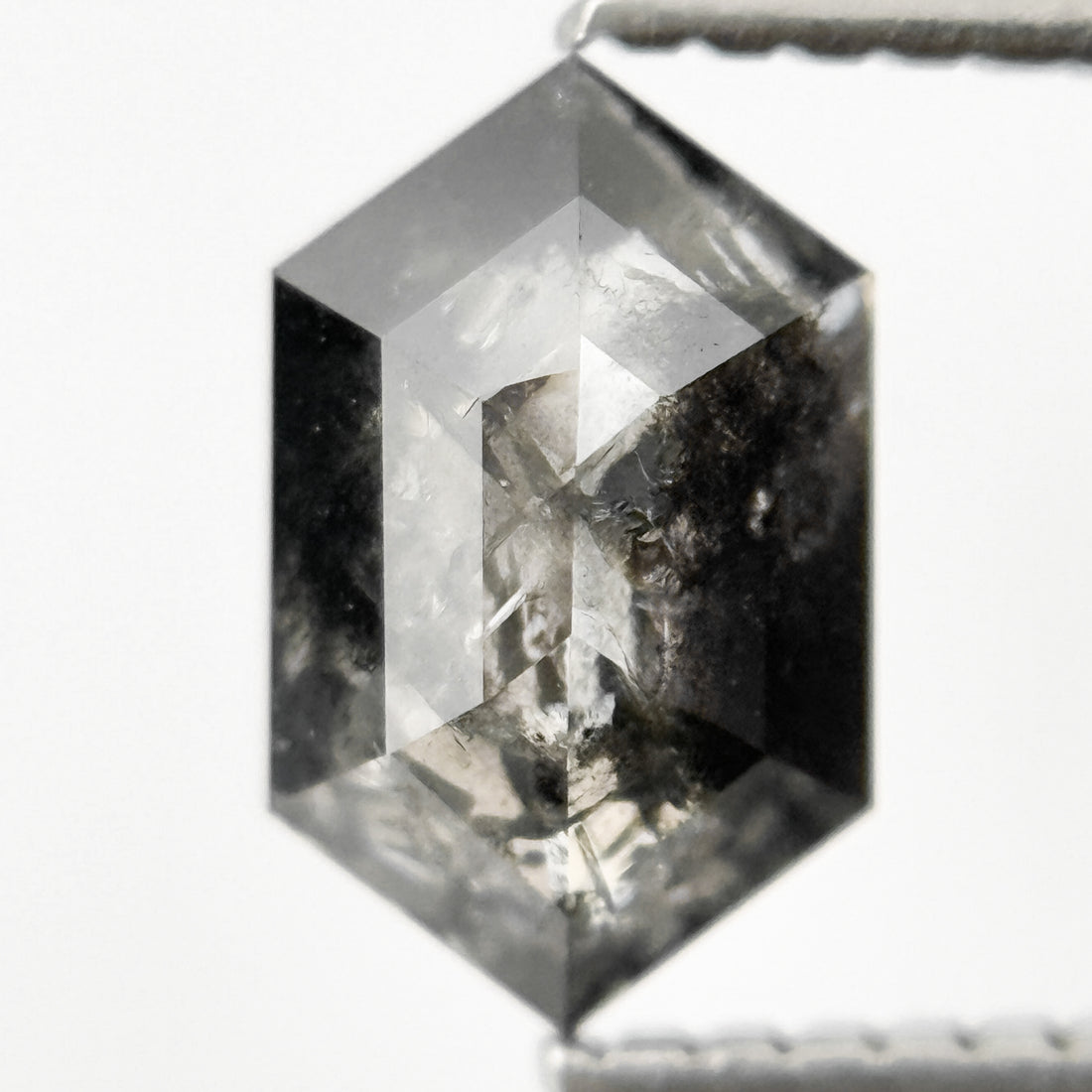1.42 Ct Hexagon Rose Cut Grey Unique Natural Inclusions Diamond