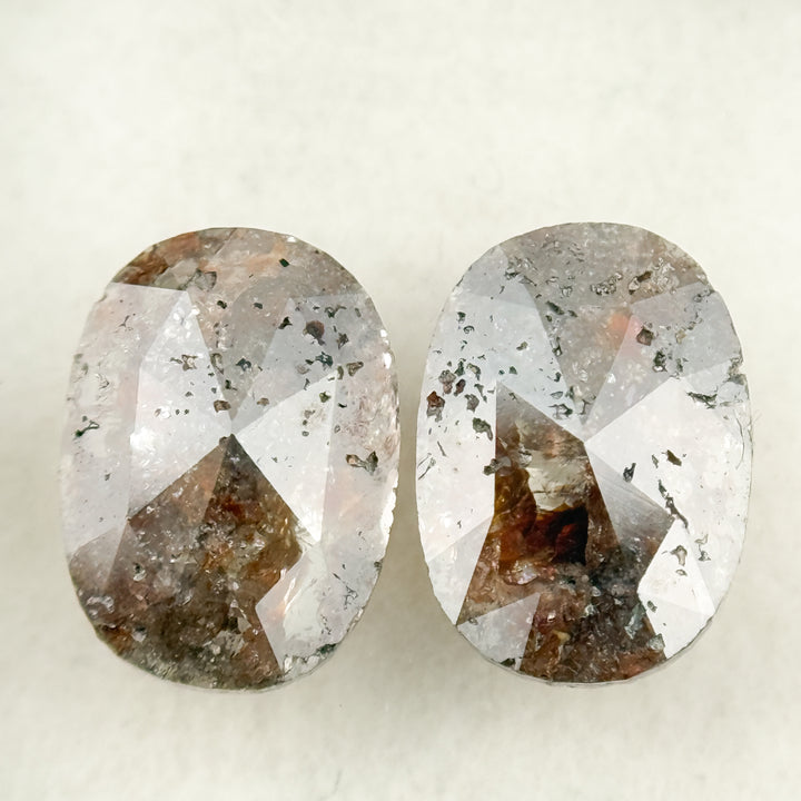 2.30 Ct Oval Rose Cut Red Natural Salt and Pepper Diamond