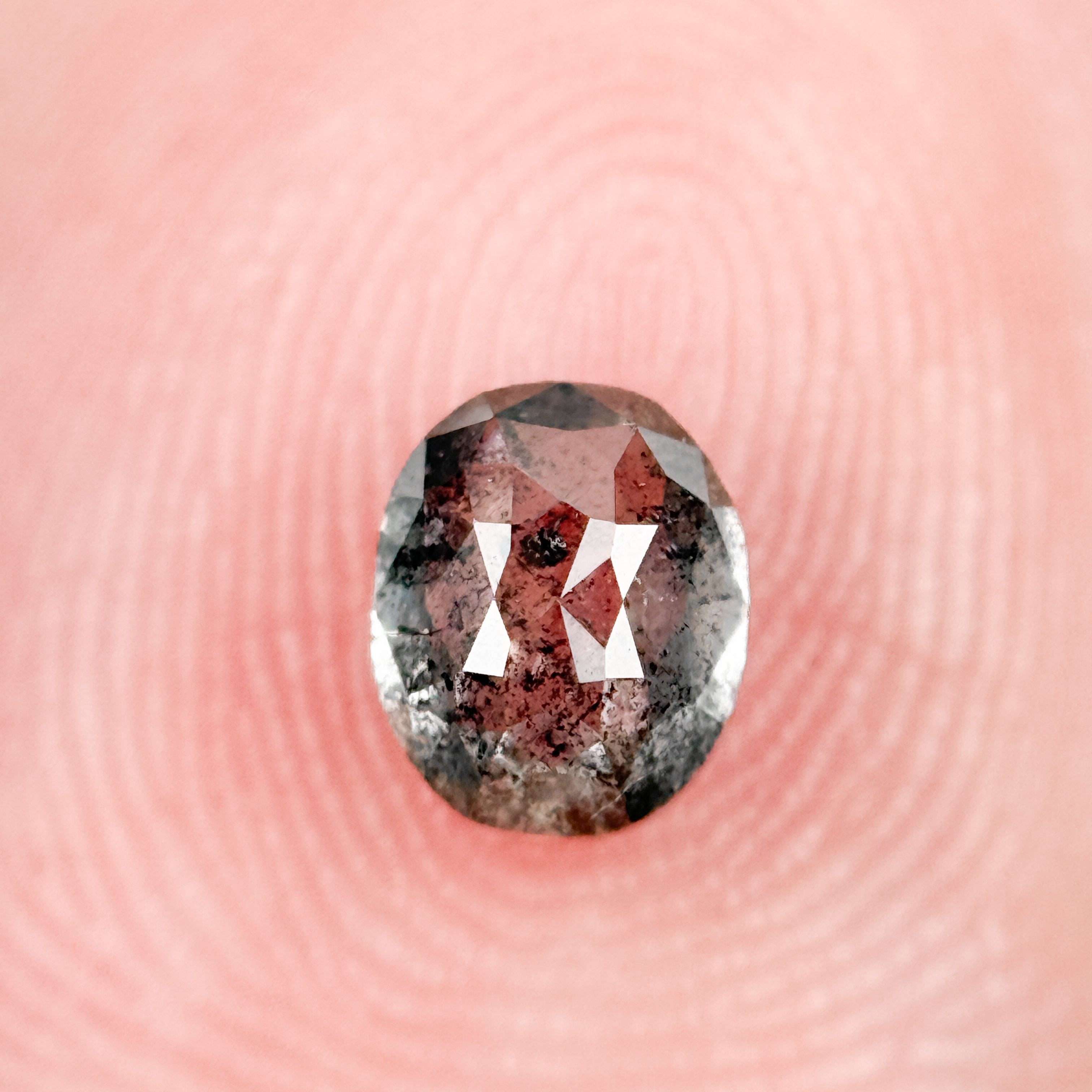 0.78 Ct Oval Rose Cut Grey Natural Galaxy Diamond