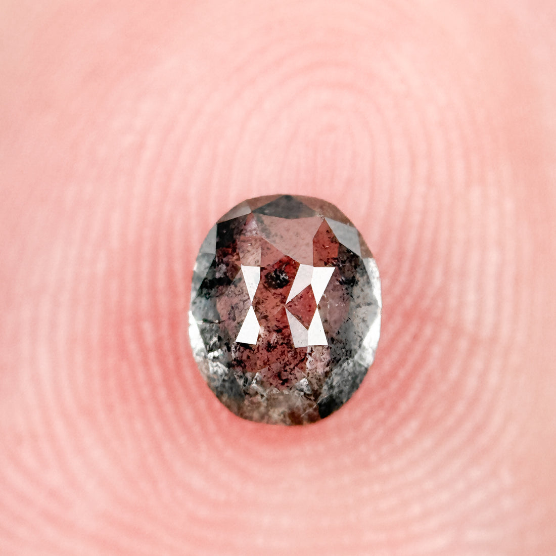 0.78 Ct Oval Rose Cut Grey Natural Galaxy Diamond