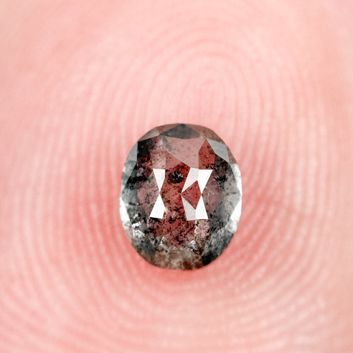 0.78 Ct Oval Rose Cut Grey Natural Galaxy Diamond