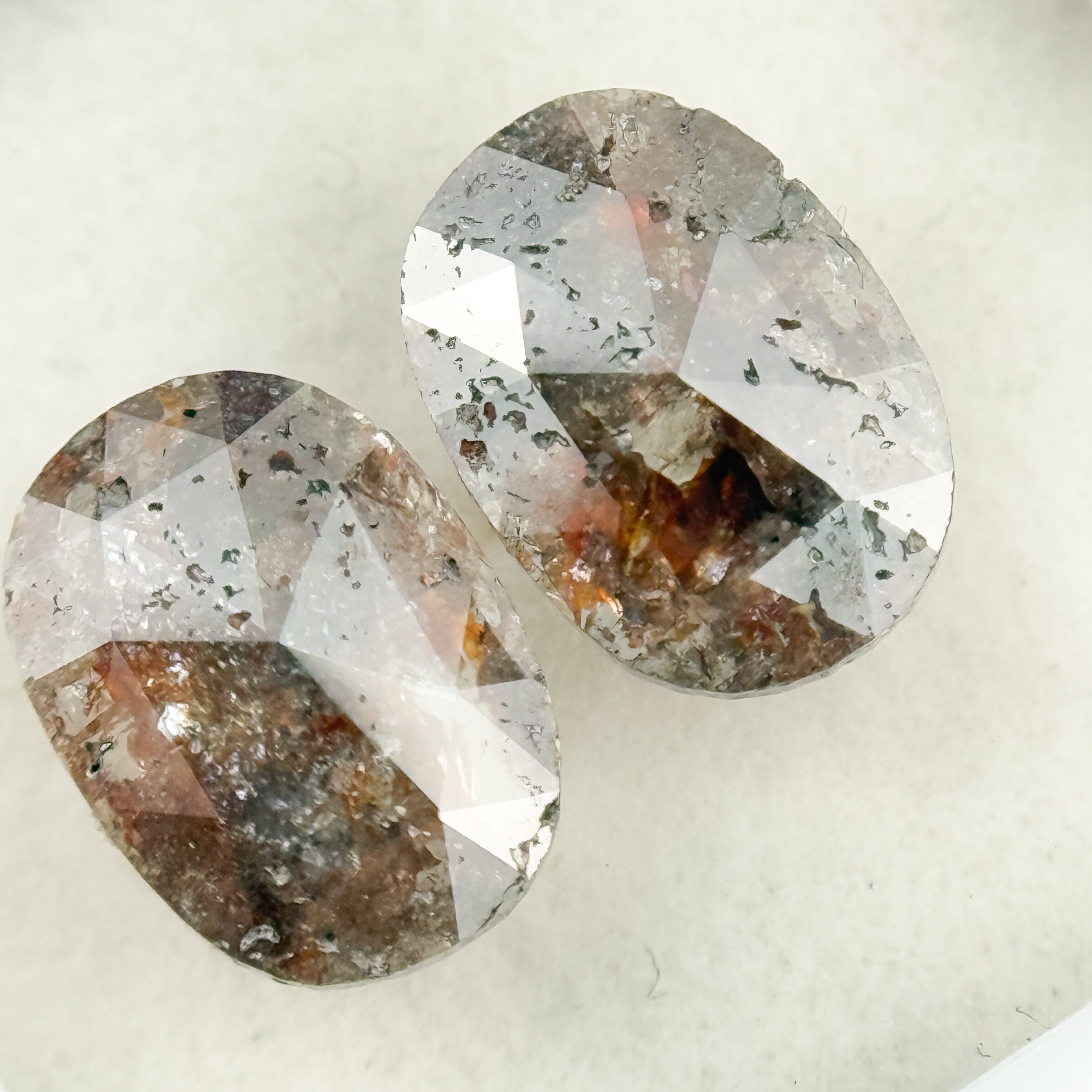 2.30 Ct Oval Rose Cut Red Natural Salt and Pepper Diamond