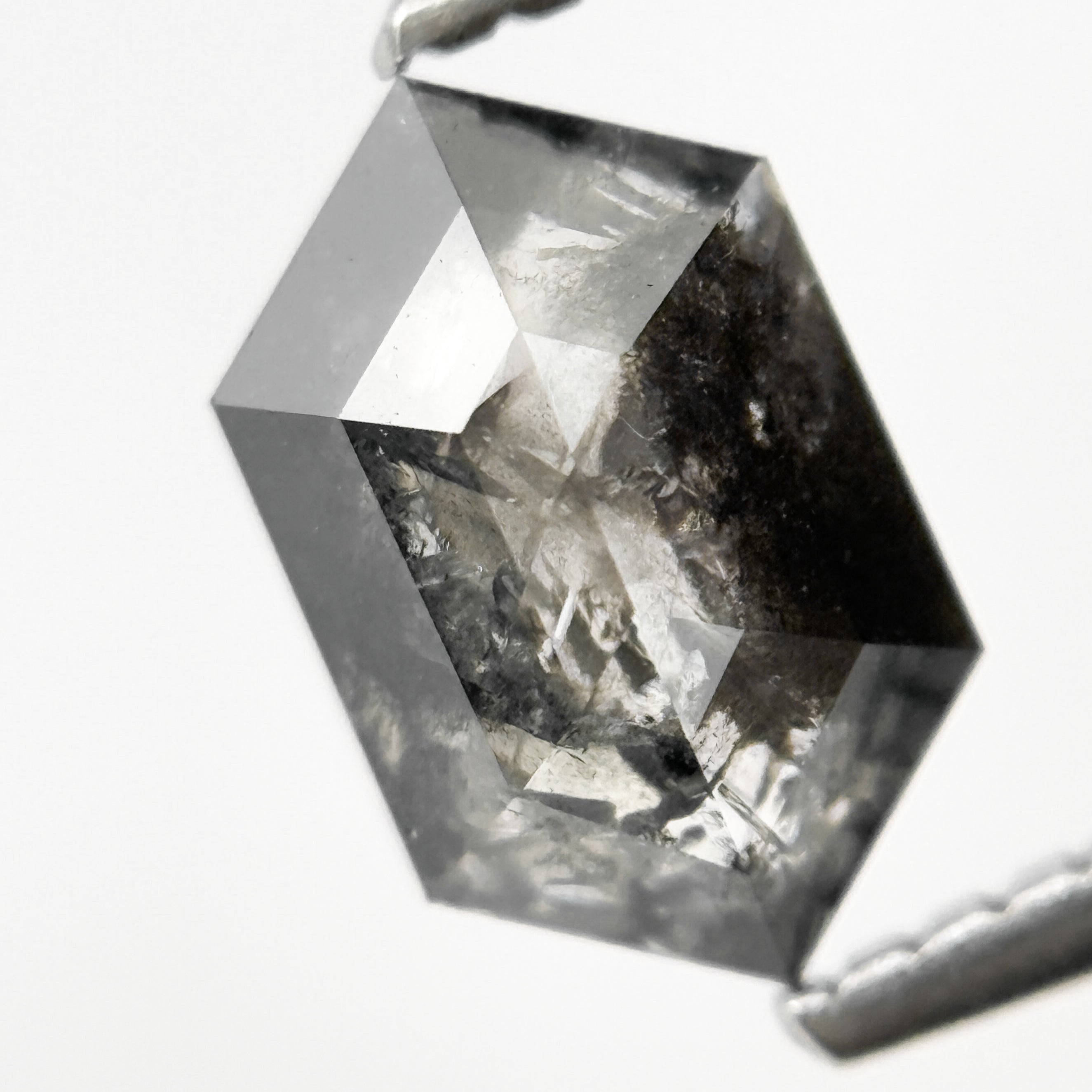 1.42 Ct Hexagon Rose Cut Grey Unique Natural Inclusions Diamond