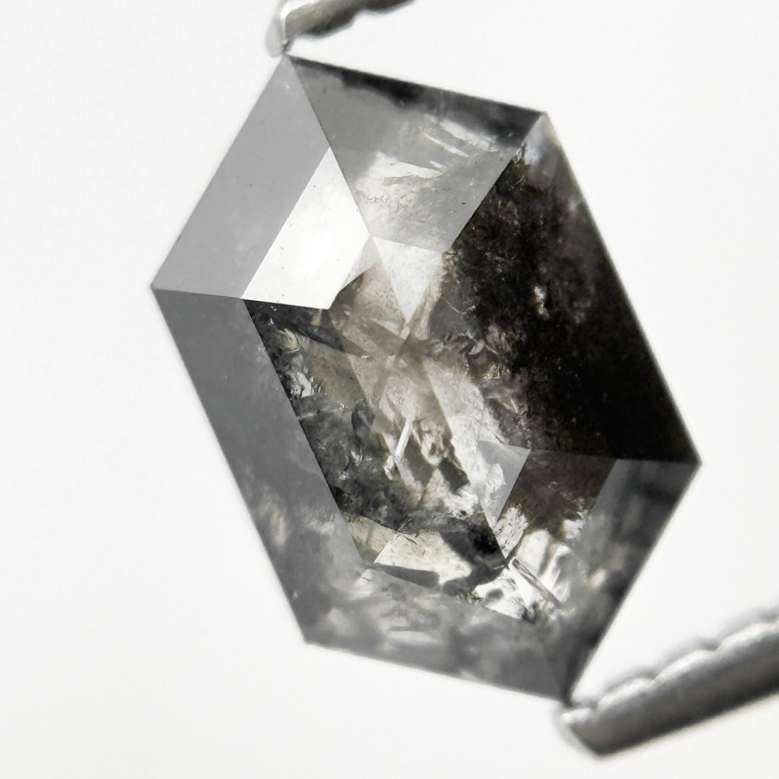 1.42 Ct Hexagon Rose Cut Grey Unique Natural Inclusions Diamond