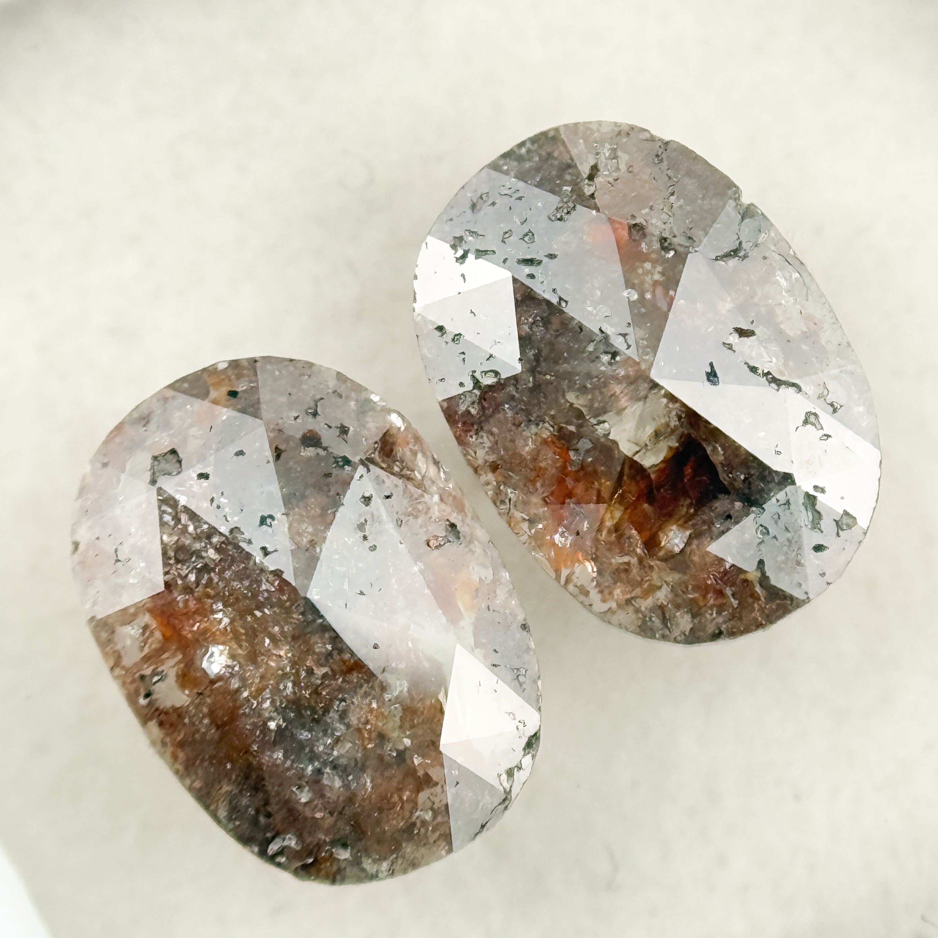2.30 Ct Oval Rose Cut Red Natural Salt and Pepper Diamond