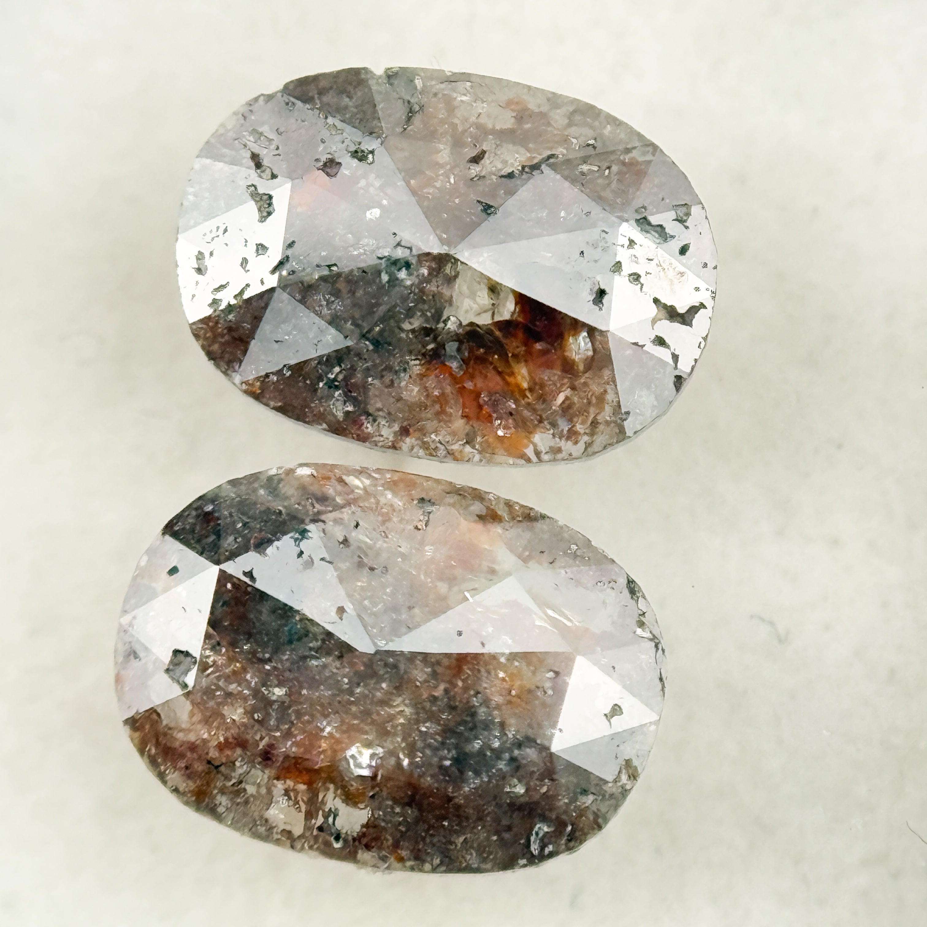 2.30 Ct Oval Rose Cut Red Natural Salt and Pepper Diamond