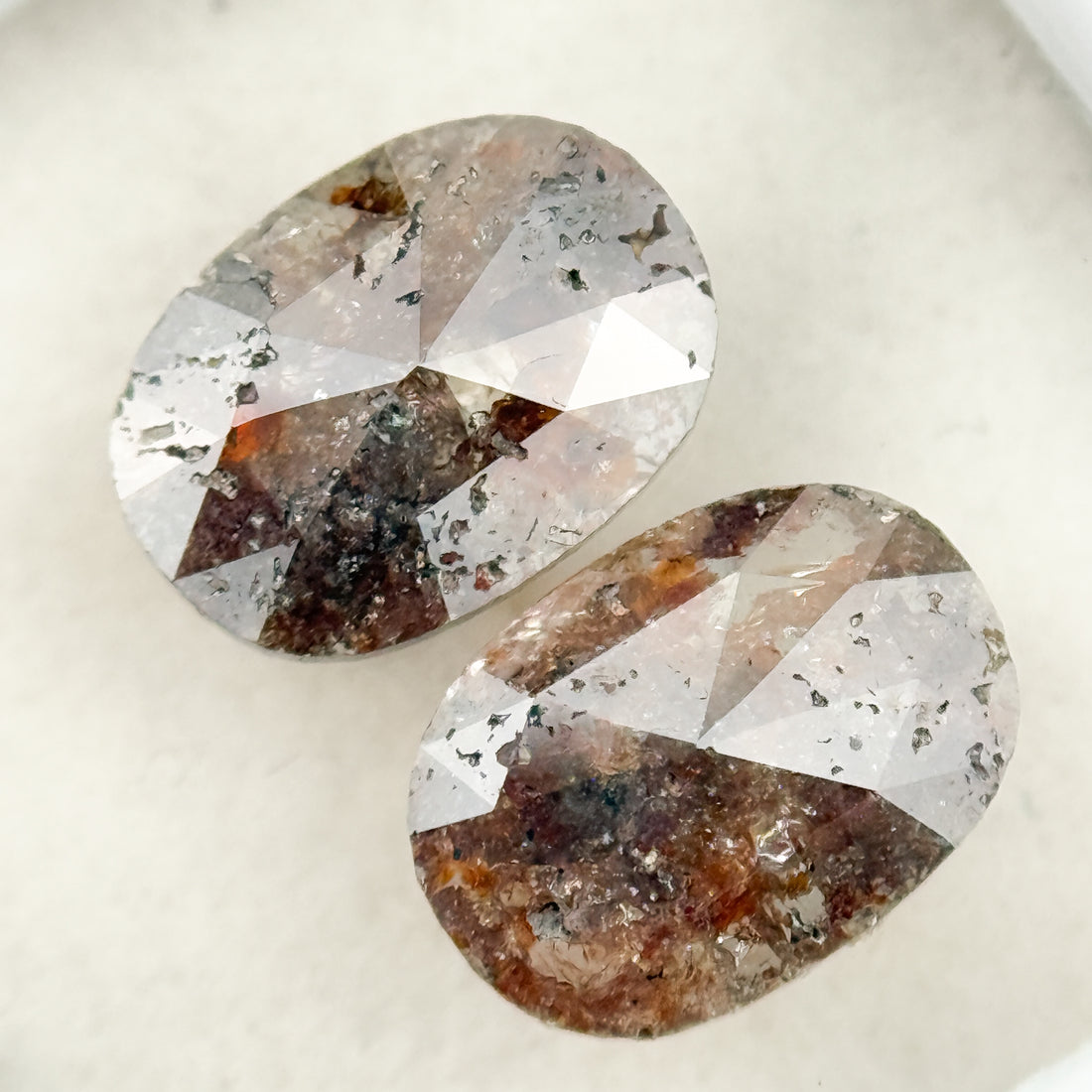 2.30 Ct Oval Rose Cut Red Natural Salt and Pepper Diamond