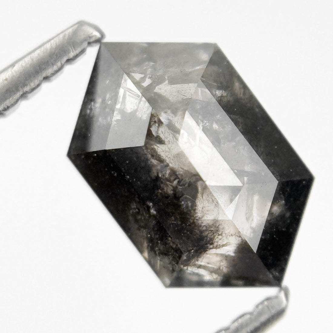 1.42 Ct Hexagon Rose Cut Grey Unique Natural Inclusions Diamond