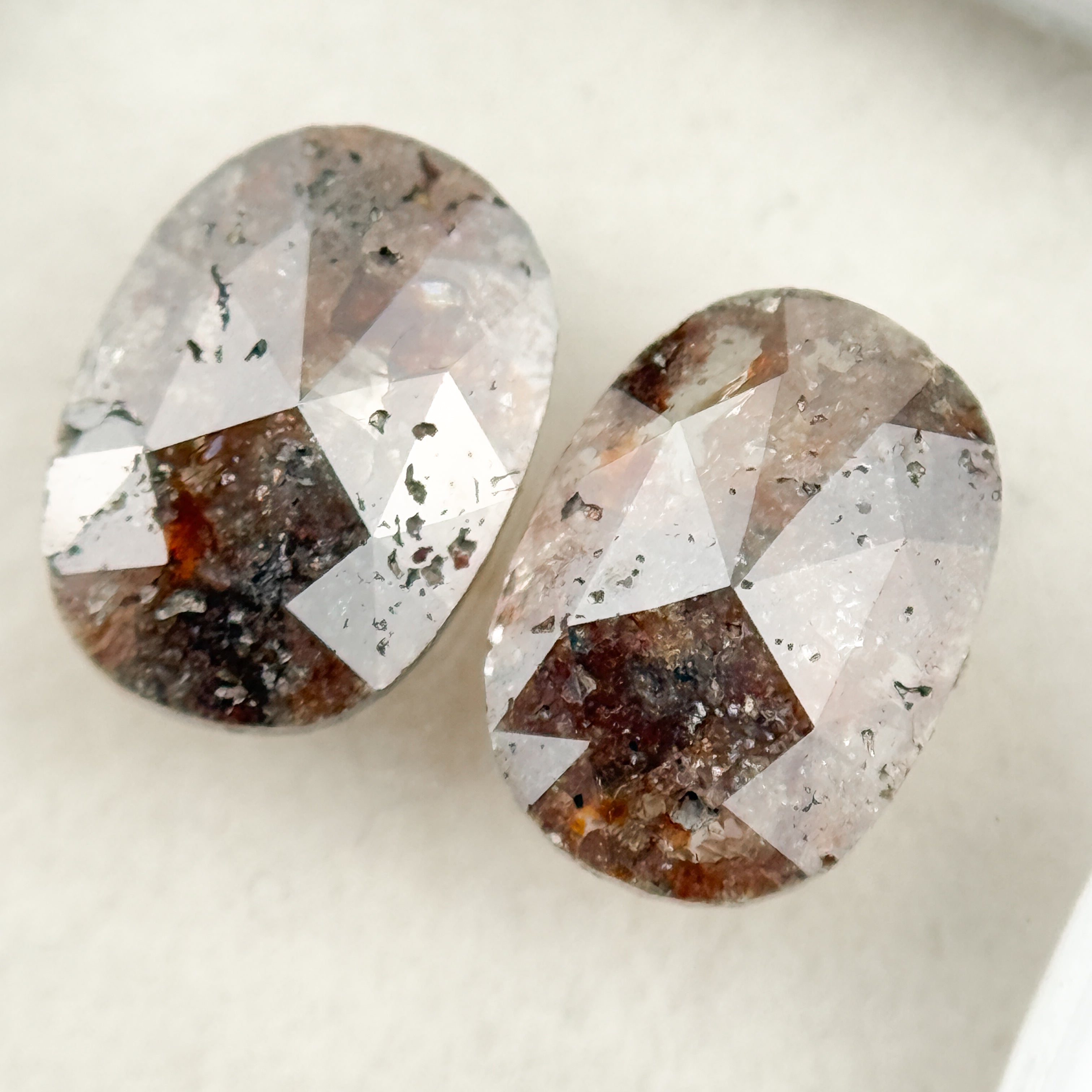2.30 Ct Oval Rose Cut Red Natural Salt and Pepper Diamond