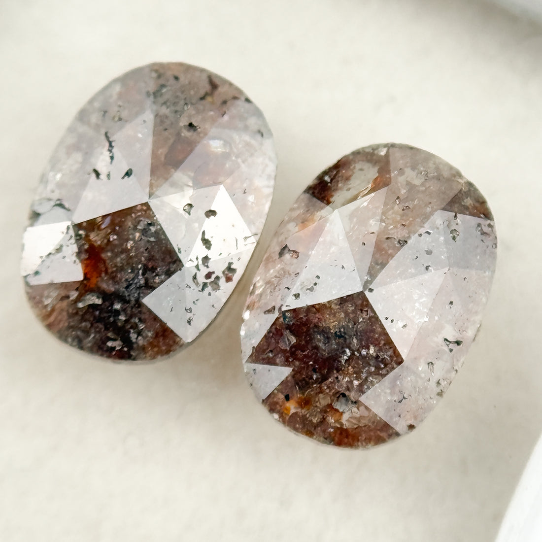 2.30 Ct Oval Rose Cut Red Natural Salt and Pepper Diamond