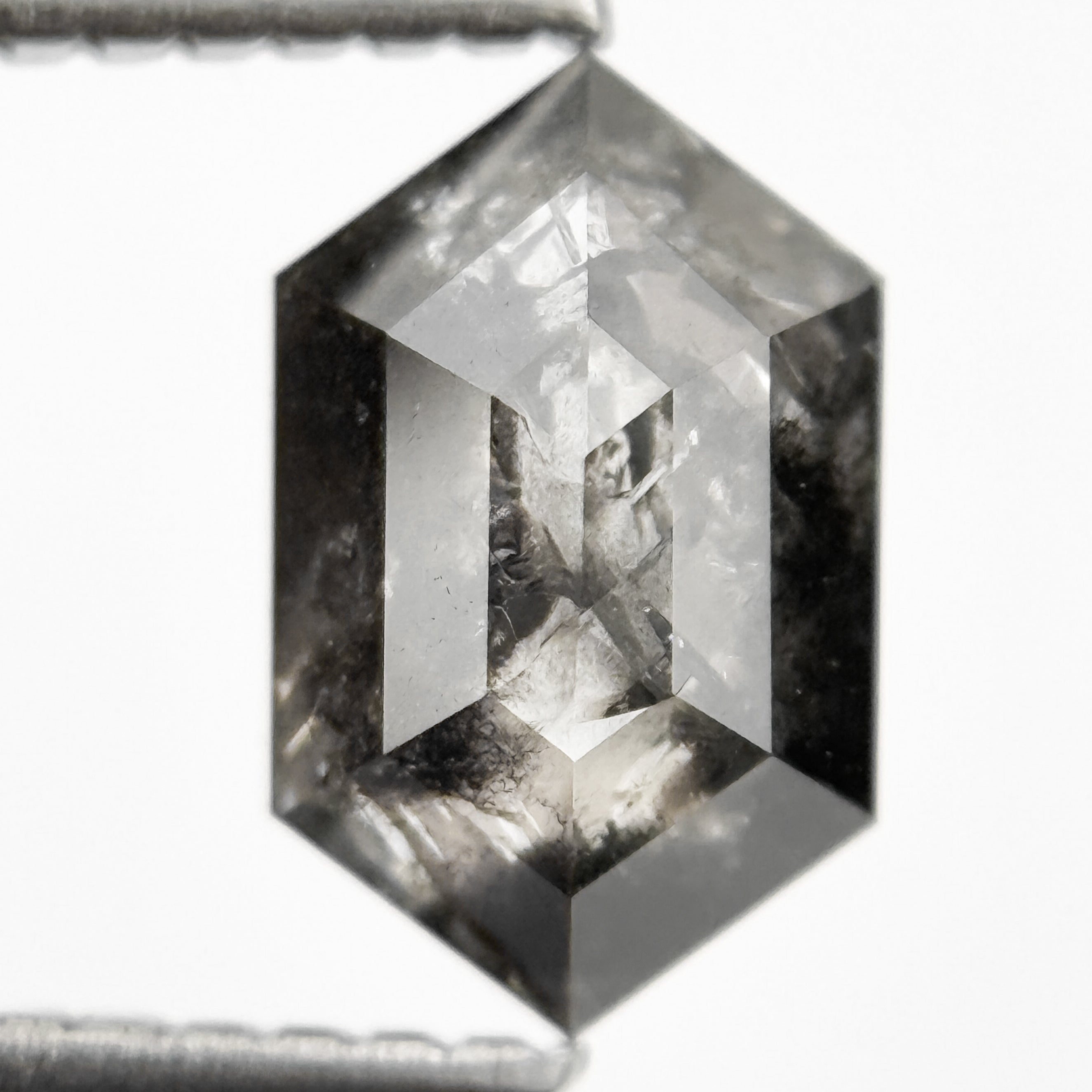 1.42 Ct Hexagon Rose Cut Grey Unique Natural Inclusions Diamond