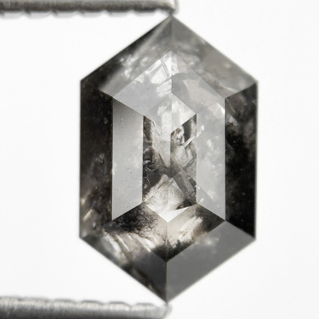 1.42 Ct Hexagon Rose Cut Grey Unique Natural Inclusions Diamond