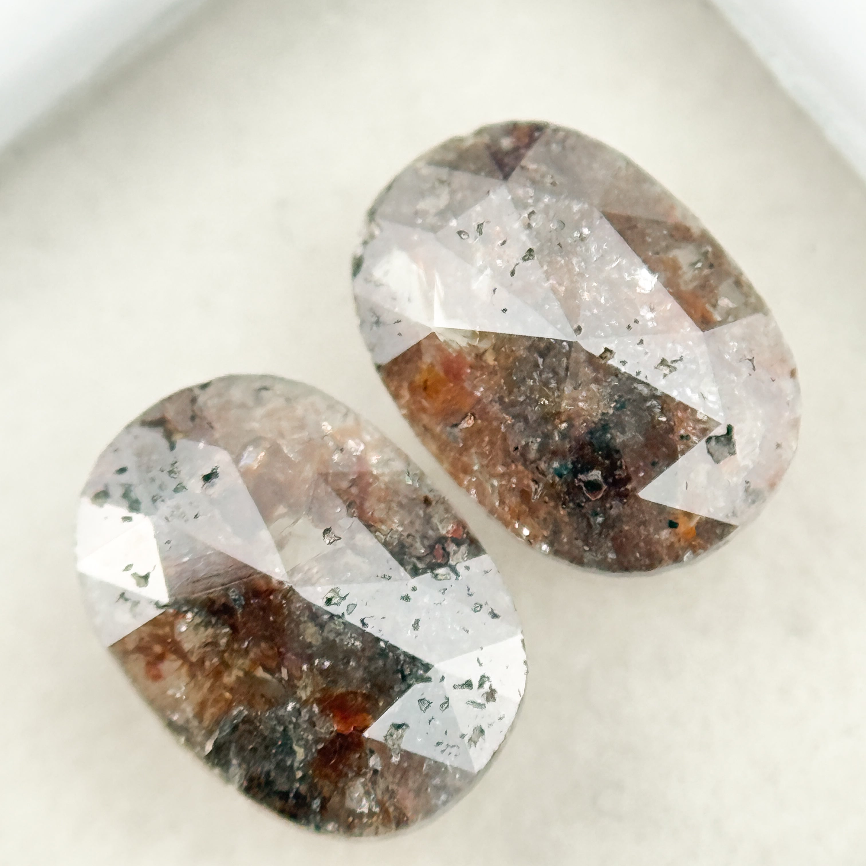 2.30 Ct Oval Rose Cut Red Natural Salt and Pepper Diamond