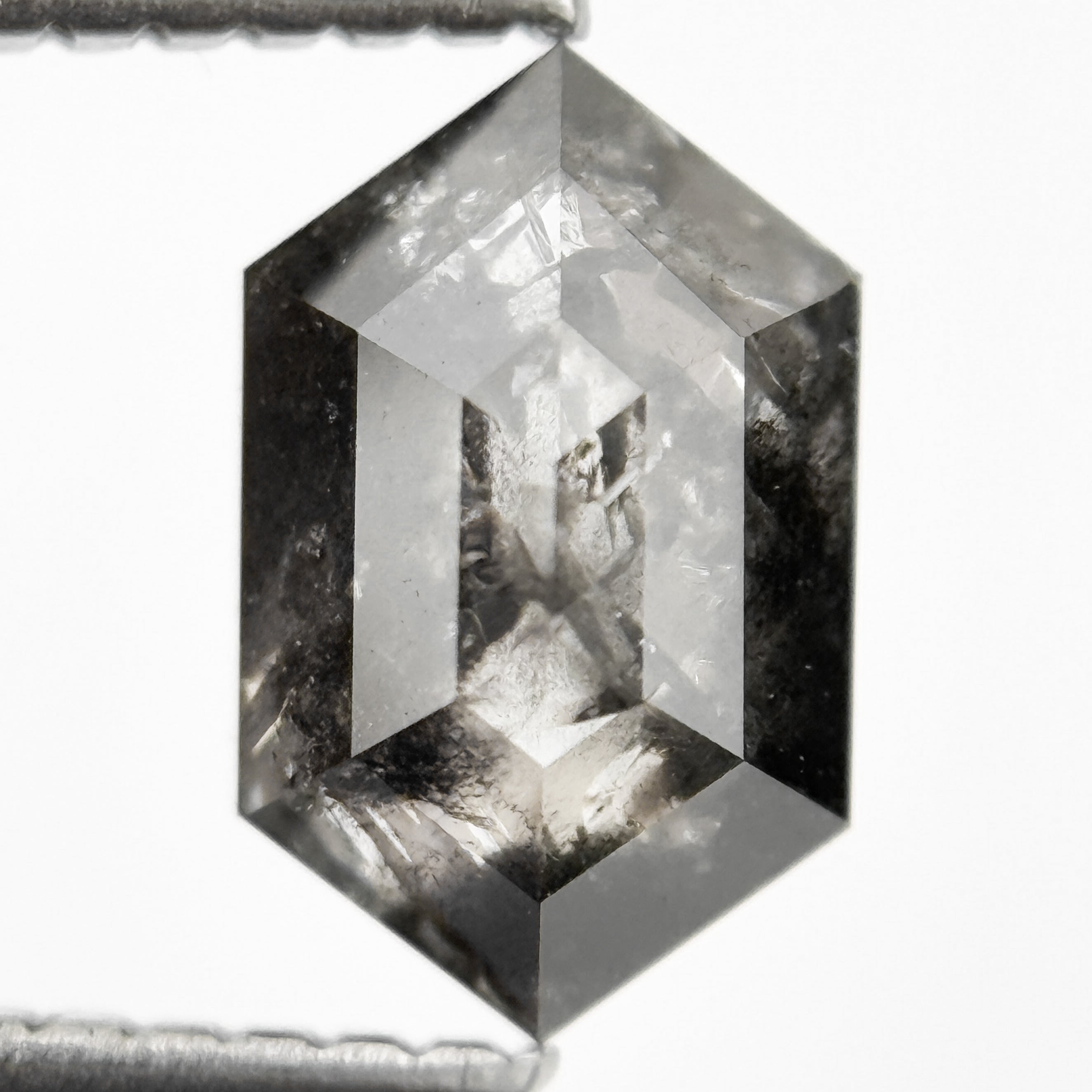 1.42 Ct Hexagon Rose Cut Grey Unique Natural Inclusions Diamond