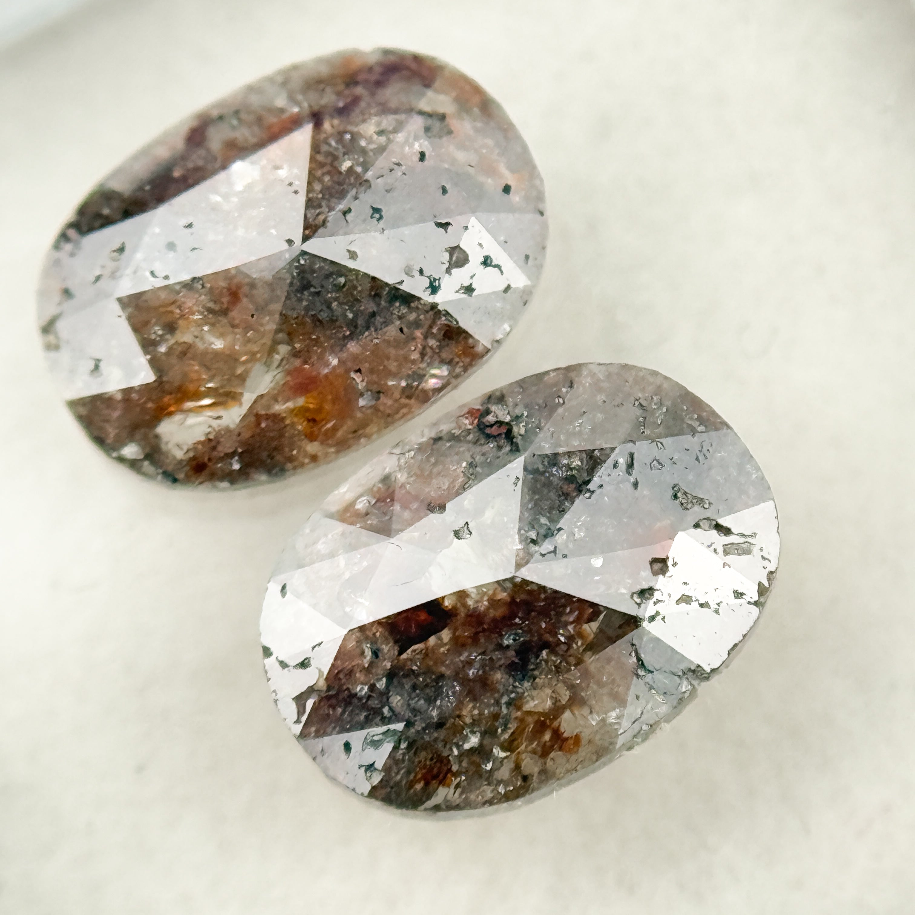 2.30 Ct Oval Rose Cut Red Natural Salt and Pepper Diamond