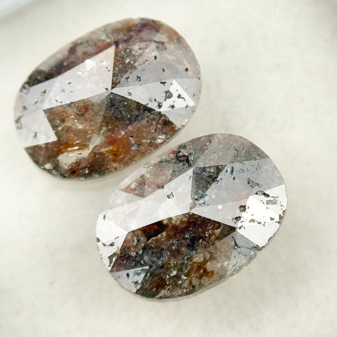 2.30 Ct Oval Rose Cut Red Natural Salt and Pepper Diamond