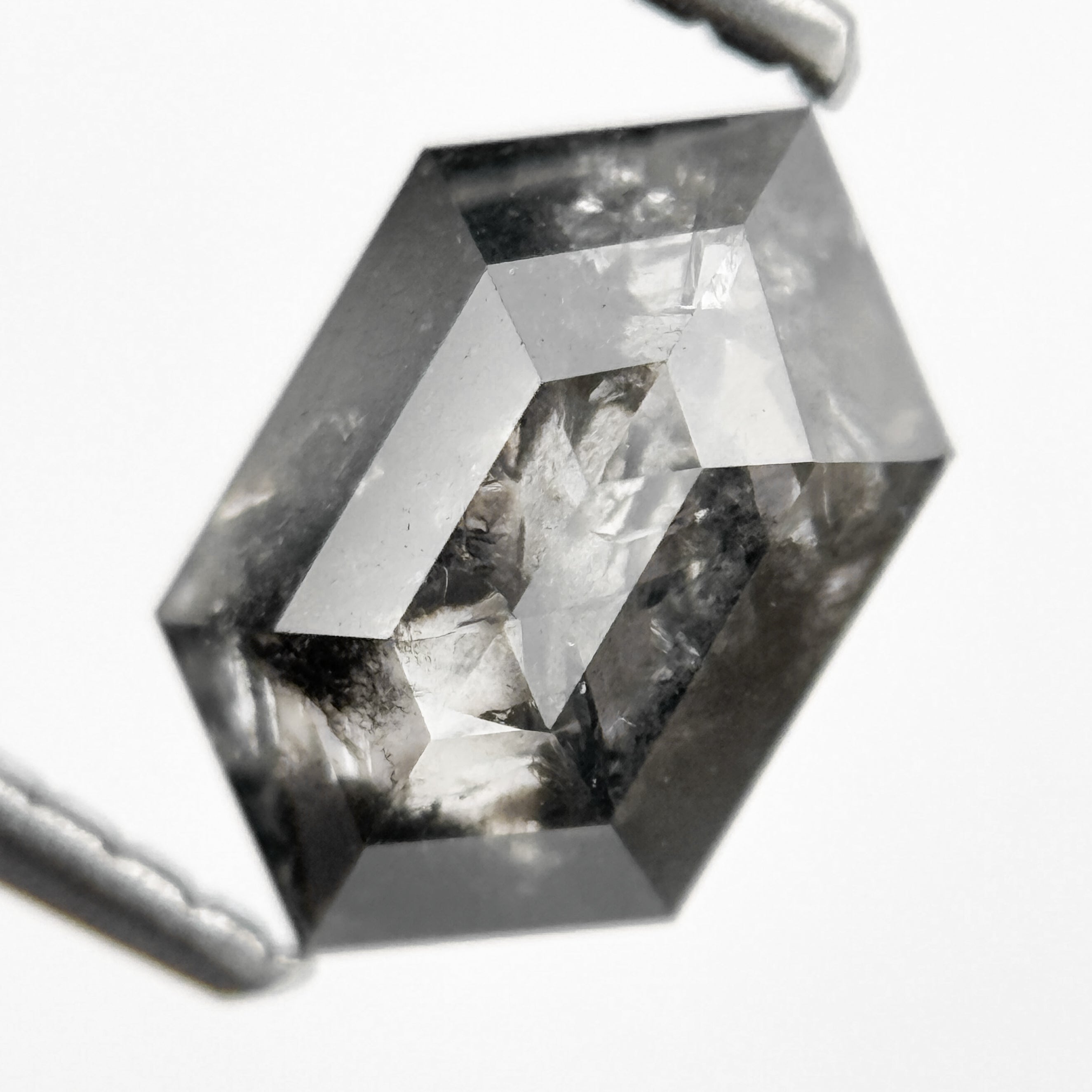 1.42 Ct Hexagon Rose Cut Grey Unique Natural Inclusions Diamond