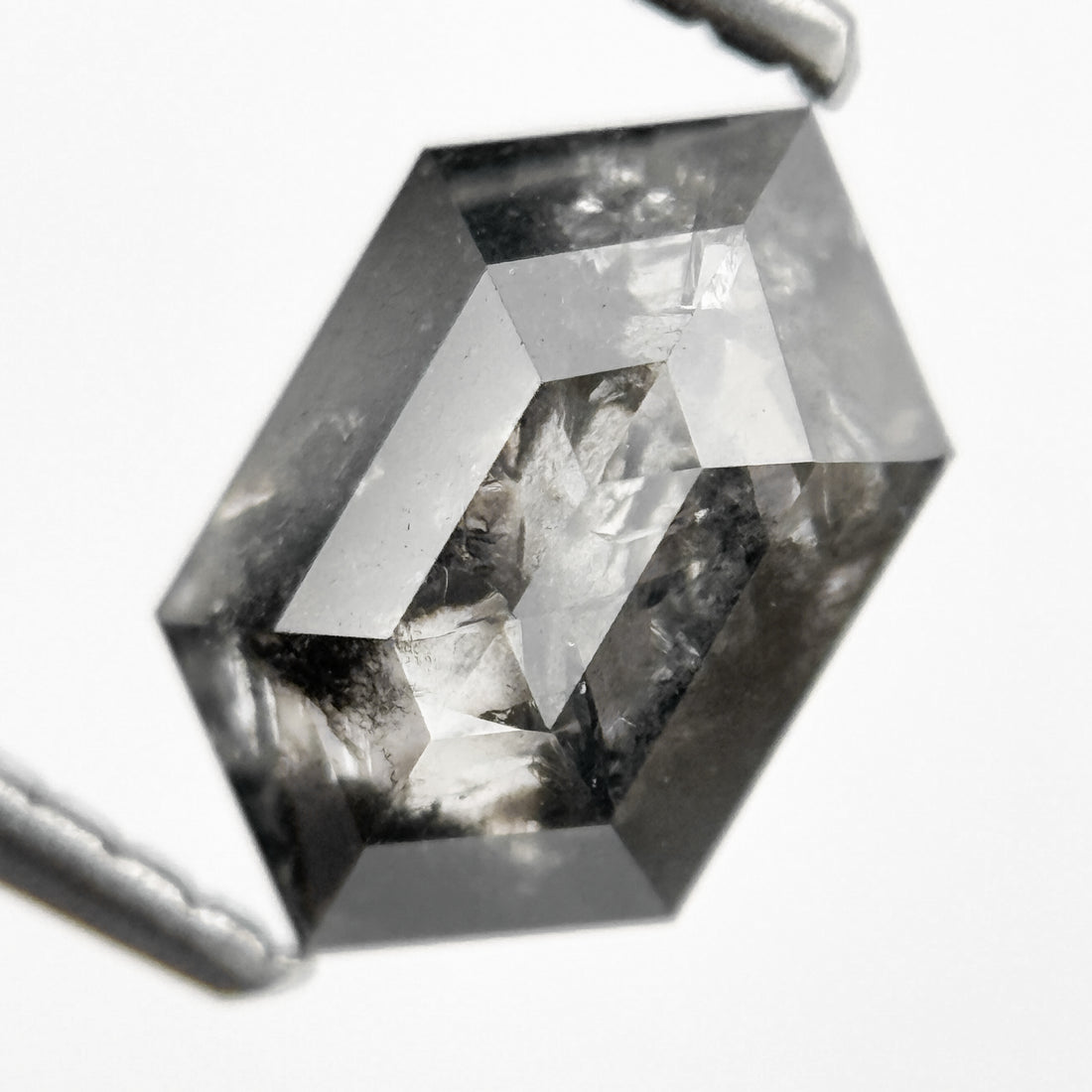 1.42 Ct Hexagon Rose Cut Grey Unique Natural Inclusions Diamond