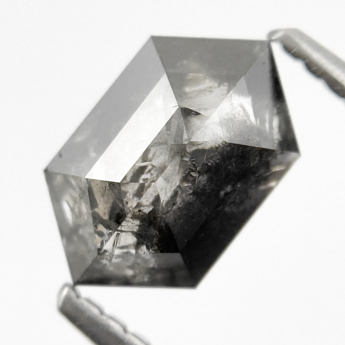 1.42 Ct Hexagon Rose Cut Grey Unique Natural Inclusions Diamond