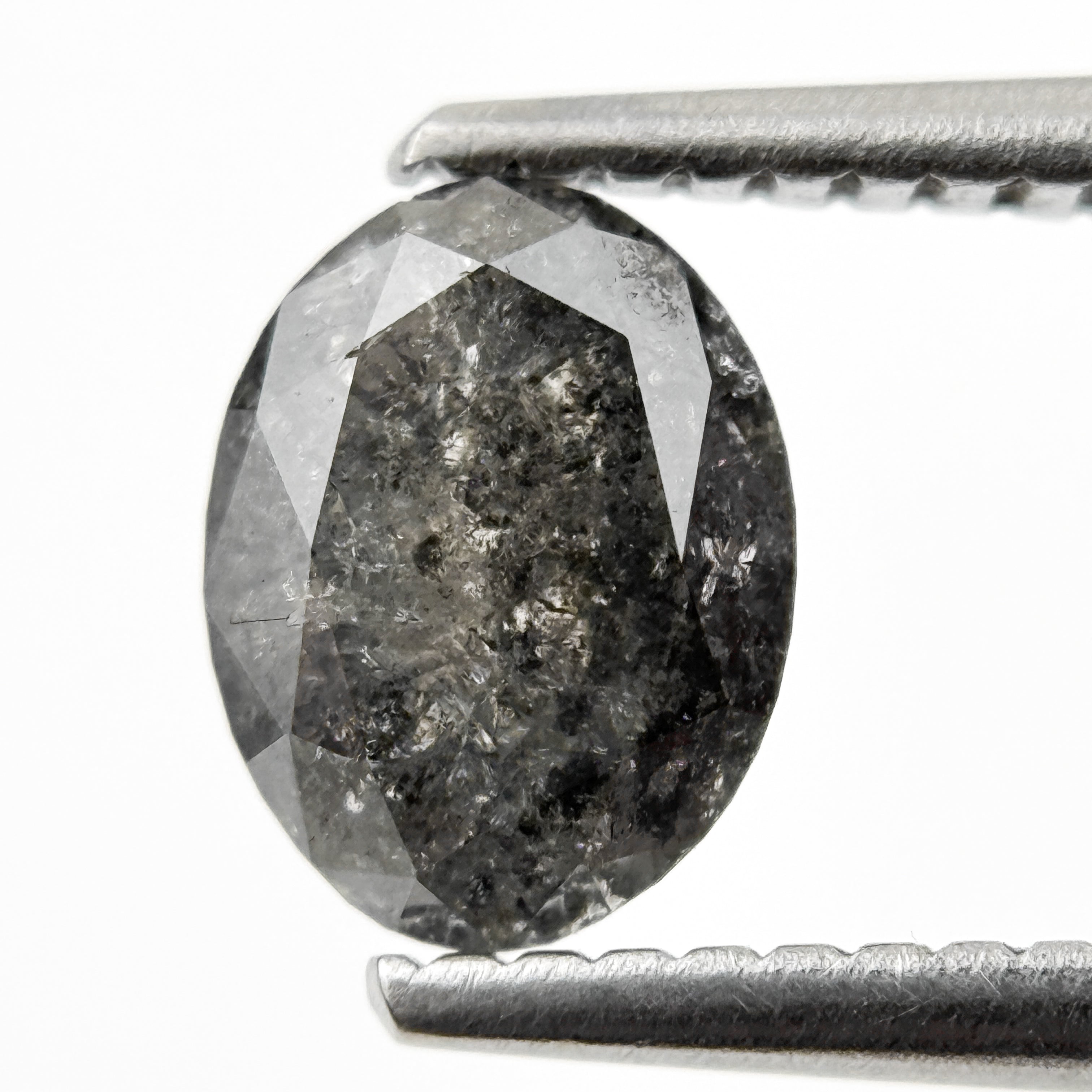 1.23 Ct Oval Rose Cut Grey Natural Galaxy Diamond