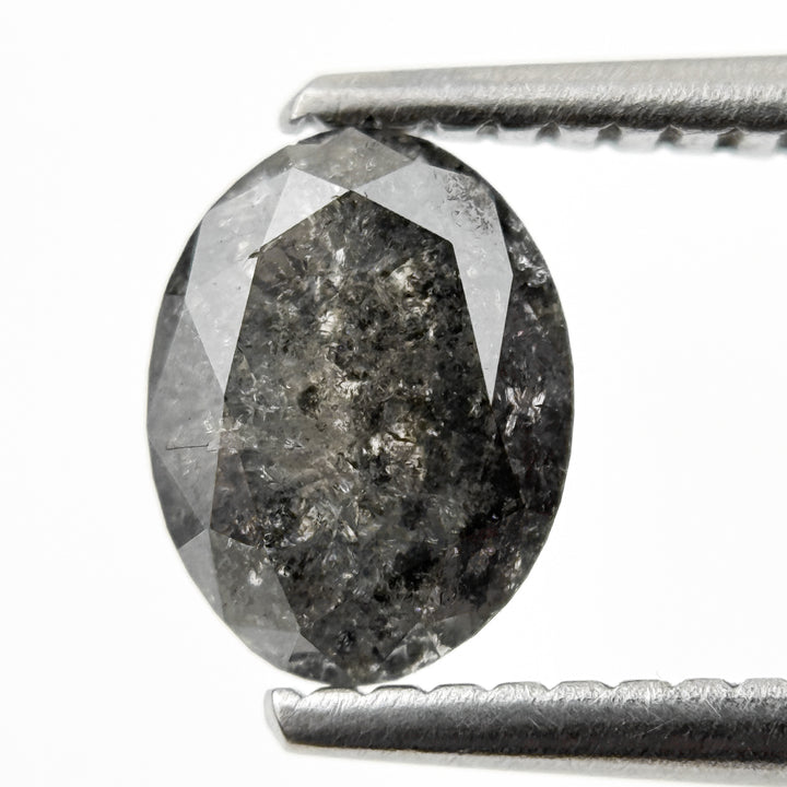 1.23 Ct Oval Rose Cut Grey Natural Galaxy Diamond