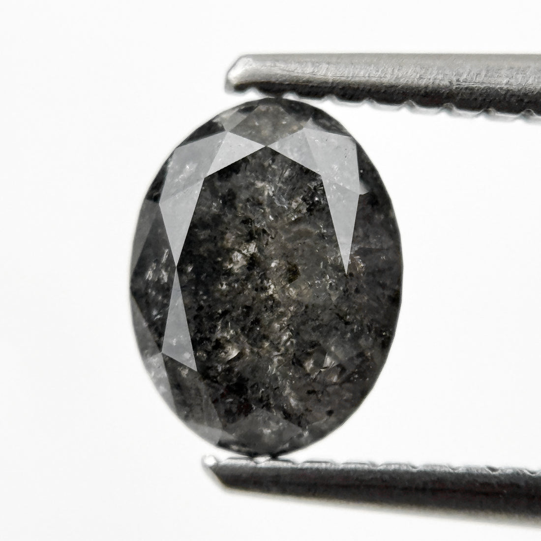1.23 Ct Oval Rose Cut Grey Natural Galaxy Diamond