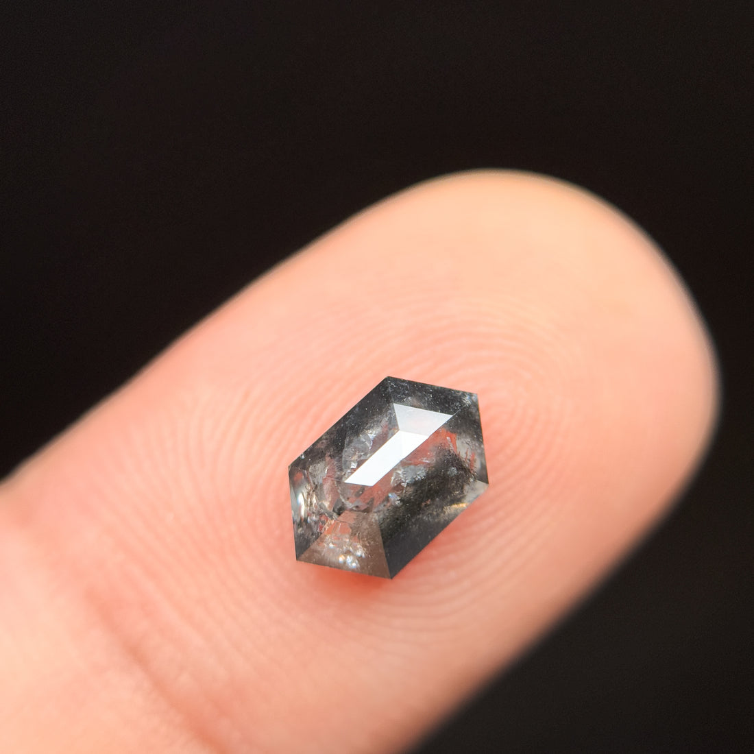 1.42 Ct Hexagon Rose Cut Grey Unique Natural Inclusions Diamond
