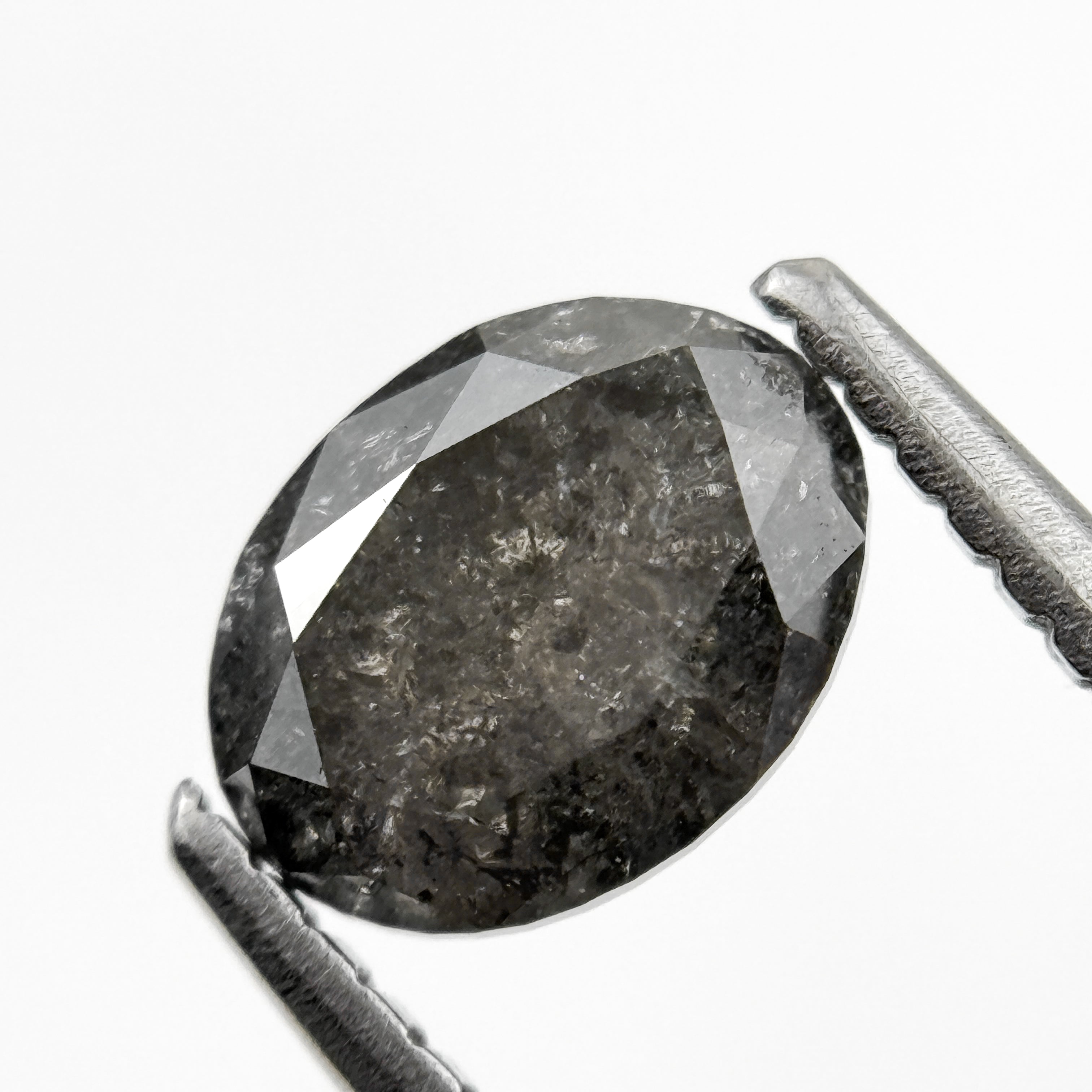 1.23 Ct Oval Rose Cut Grey Natural Galaxy Diamond