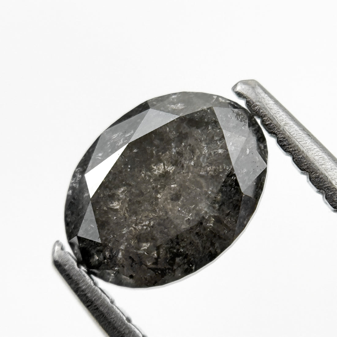 1.23 Ct Oval Rose Cut Grey Natural Galaxy Diamond