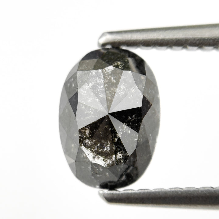1.12 Ct Oval Rose Cut Grey Natural Salt and Pepper Diamond