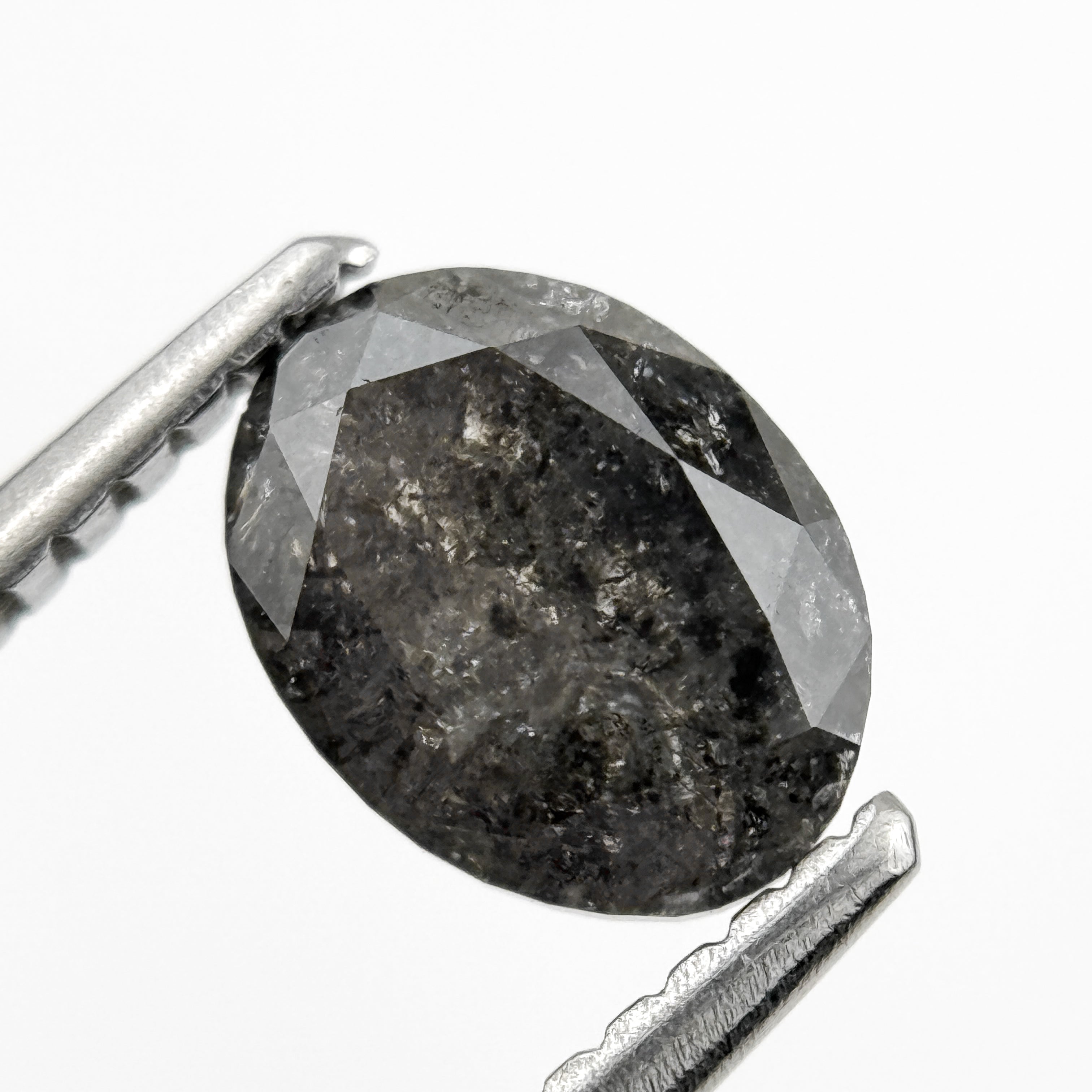 1.23 Ct Oval Rose Cut Grey Natural Galaxy Diamond